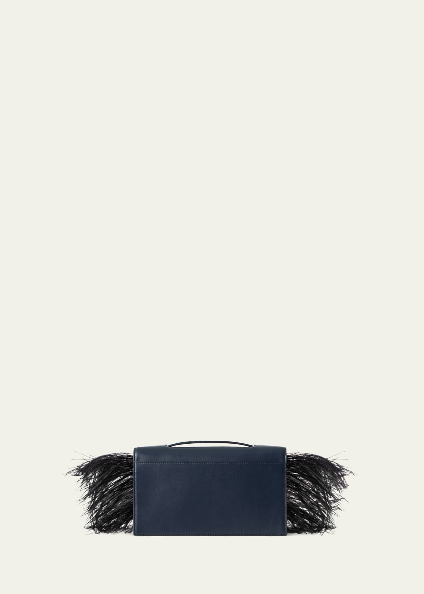 Akris Anouk City Leather Top-Handle Bag with Feather Trim Image 3 of 5