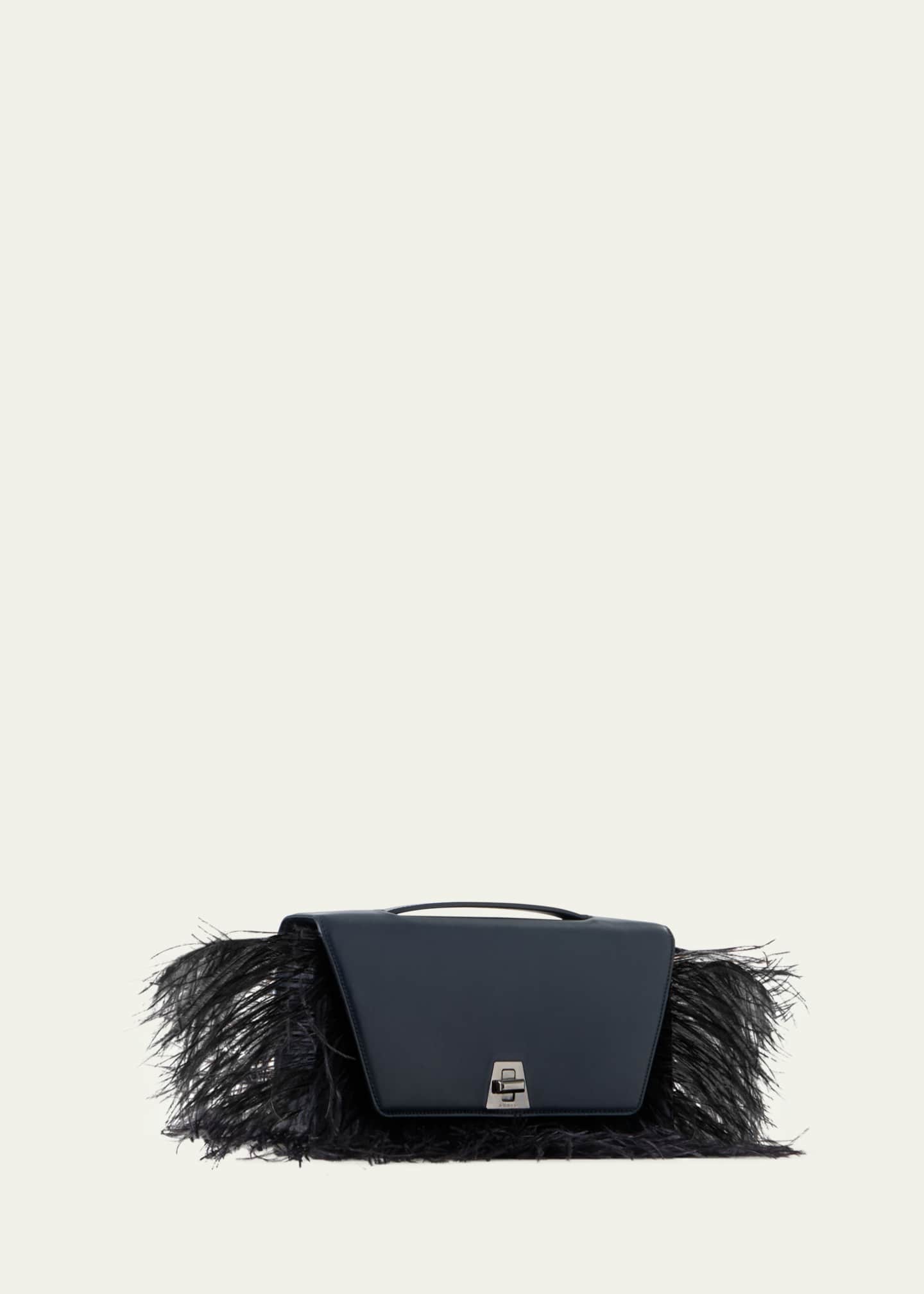 Akris Anouk City Leather Top-Handle Bag with Feather Trim Image 5 of 5