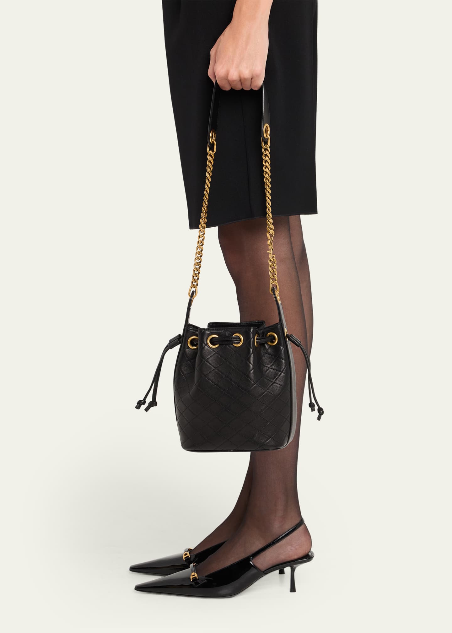 Saint Laurent Cassandra Small YSL Bucket Bag in Quilted Leather Image 2 of 6