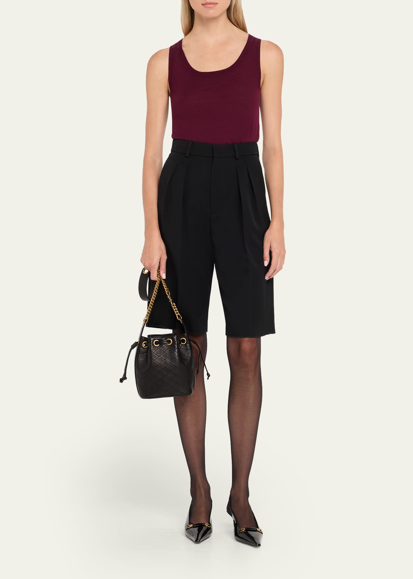 Saint Laurent Cassandra Small YSL Bucket Bag in Quilted Leather Image 5 of 6