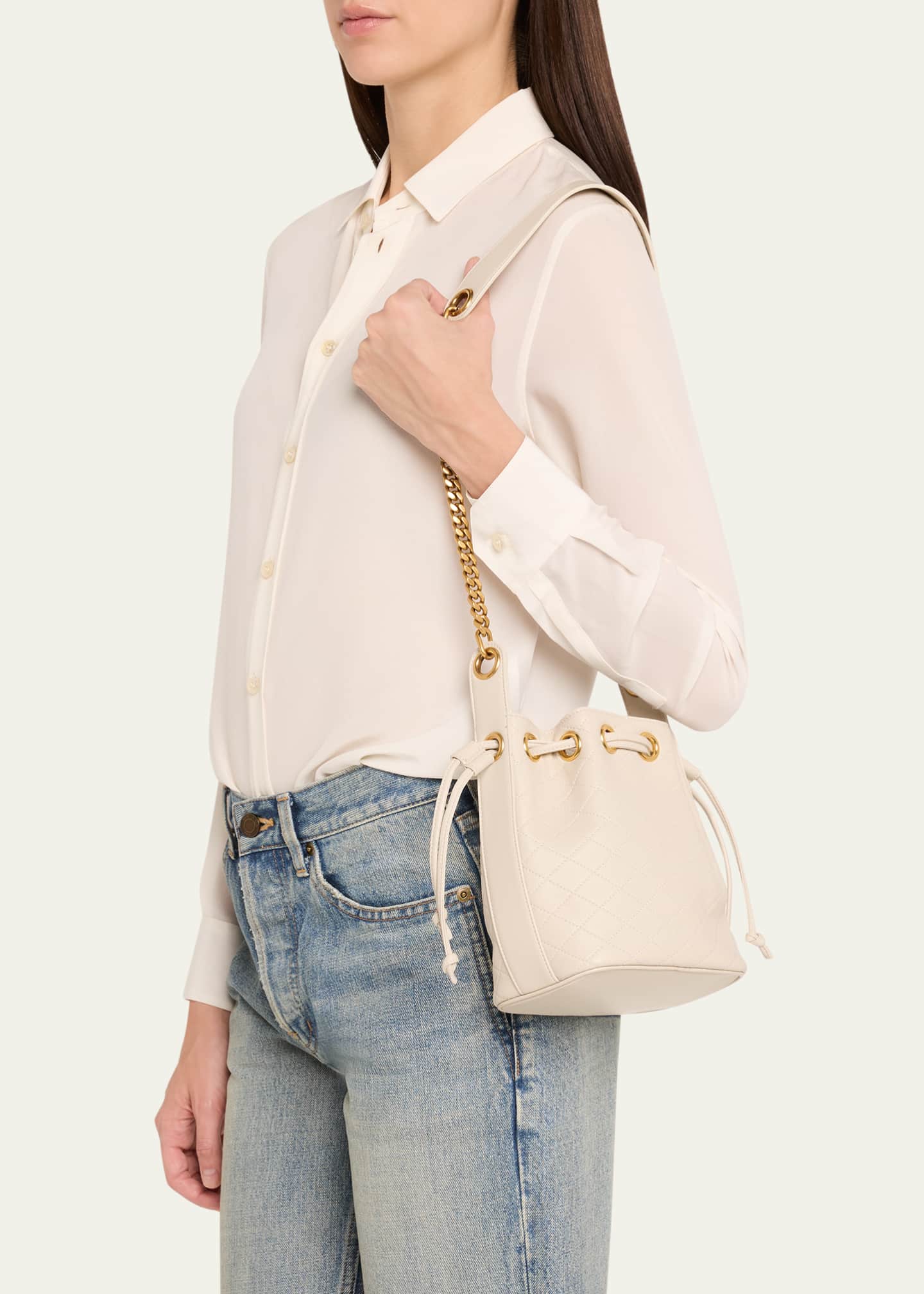 【SAINT LAURENT】bucket bag CASSANDRE レザー バケットバッグ Saint Laurent Cassandra Small YSL Bucket Bag in Quilted