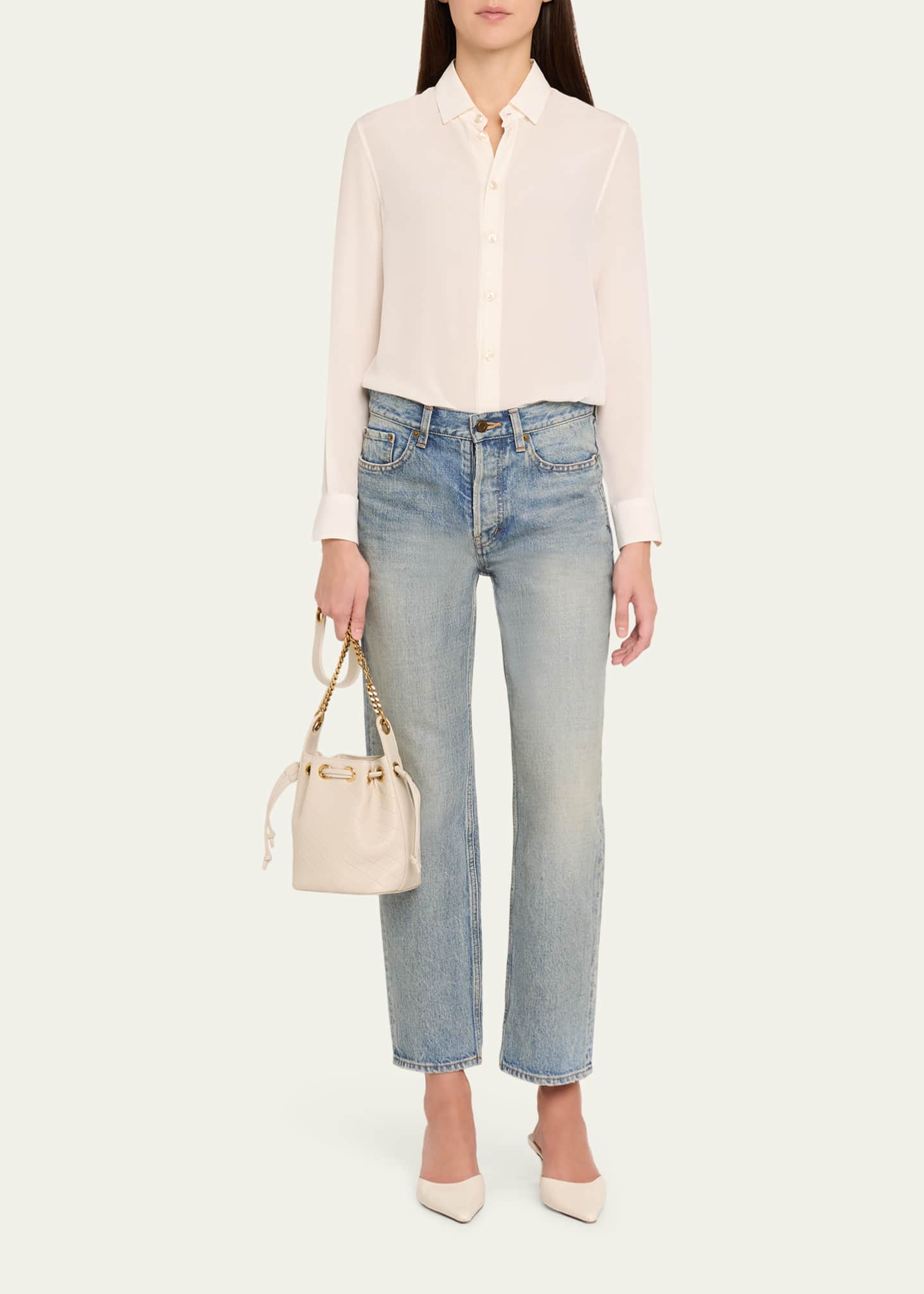 Saint Laurent Cassandra Small YSL Bucket Bag in Quilted