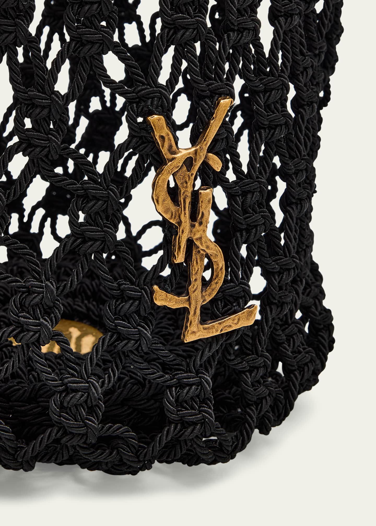 Saint Laurent Small YSL Crochet Shopper Tote Bag Image 6 of 6