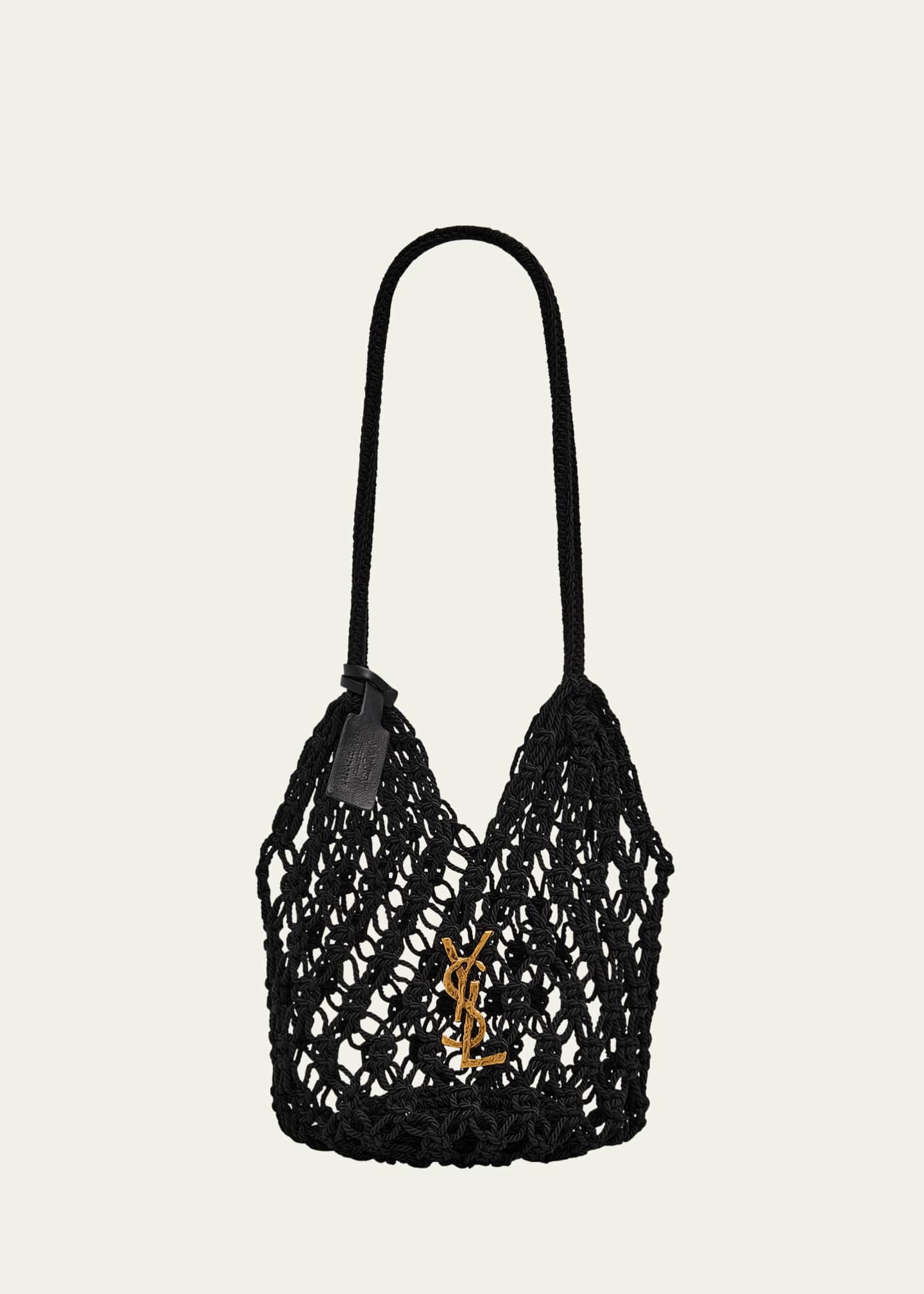 Saint Laurent Small YSL Crochet Shopper Tote Bag Image 1 of 6