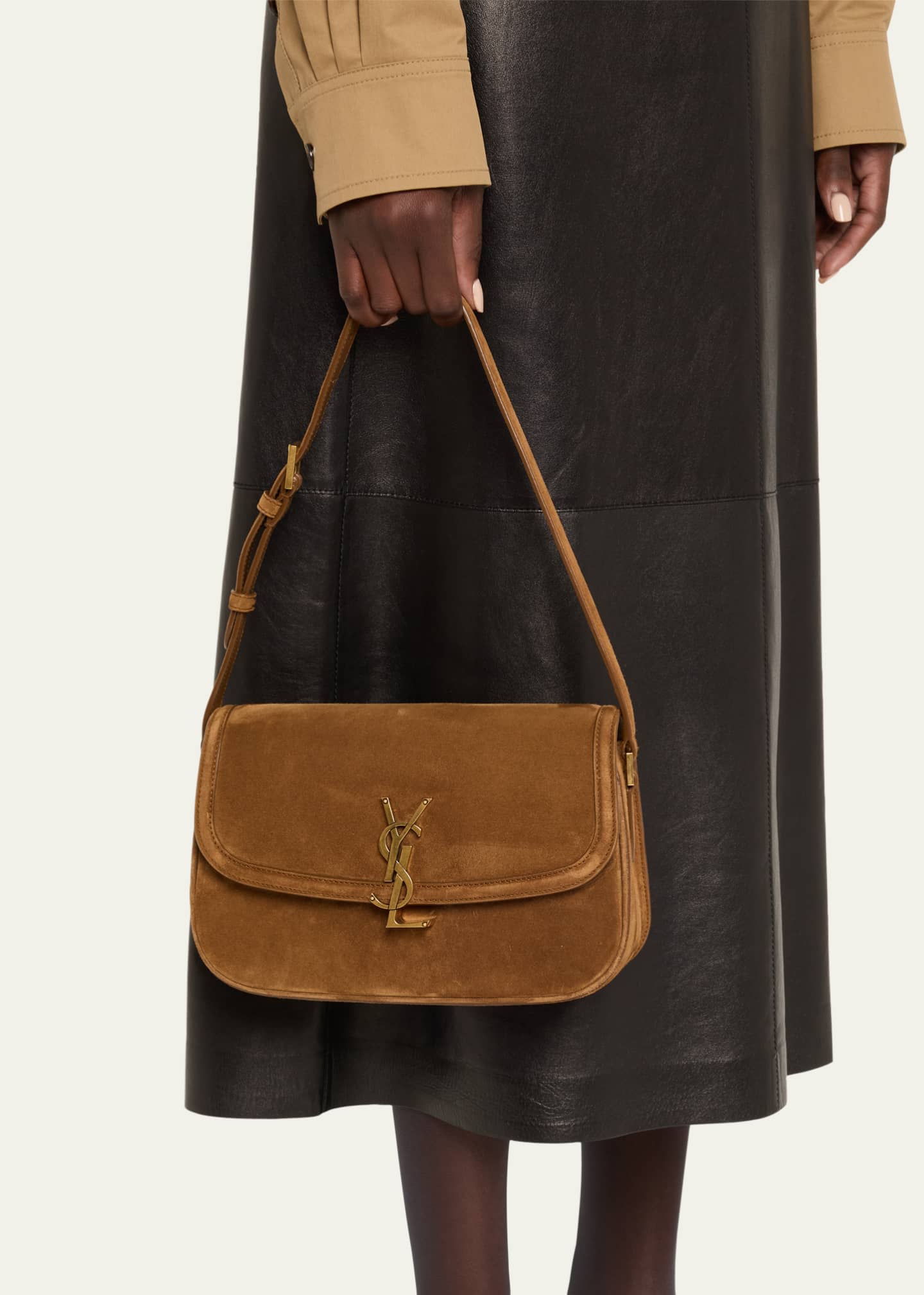 Saint Laurent Solferino Medium YSL Shoulder Bag in Suede