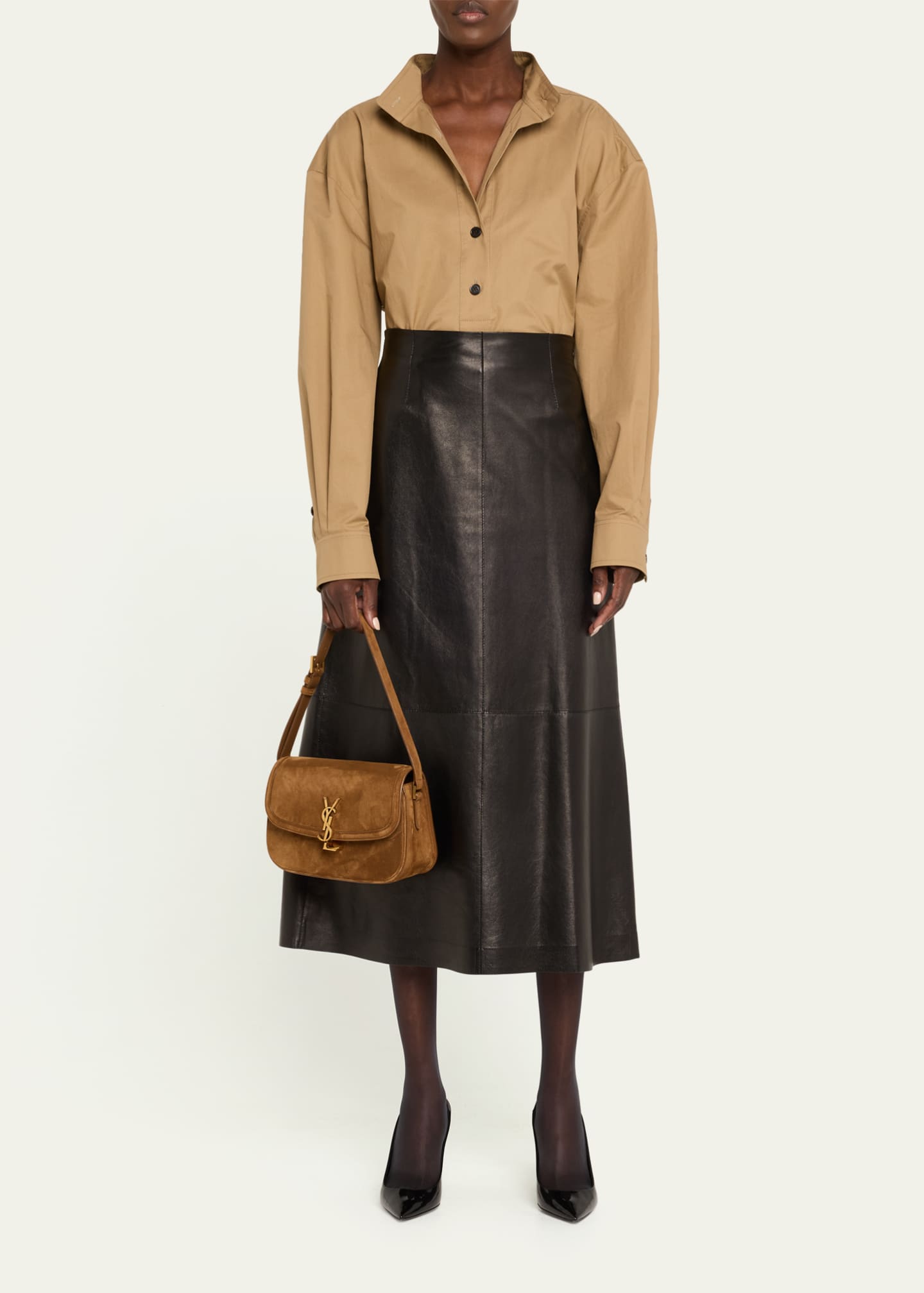 Saint Laurent Solferino Medium YSL Shoulder Bag in Suede Image 5 of 6