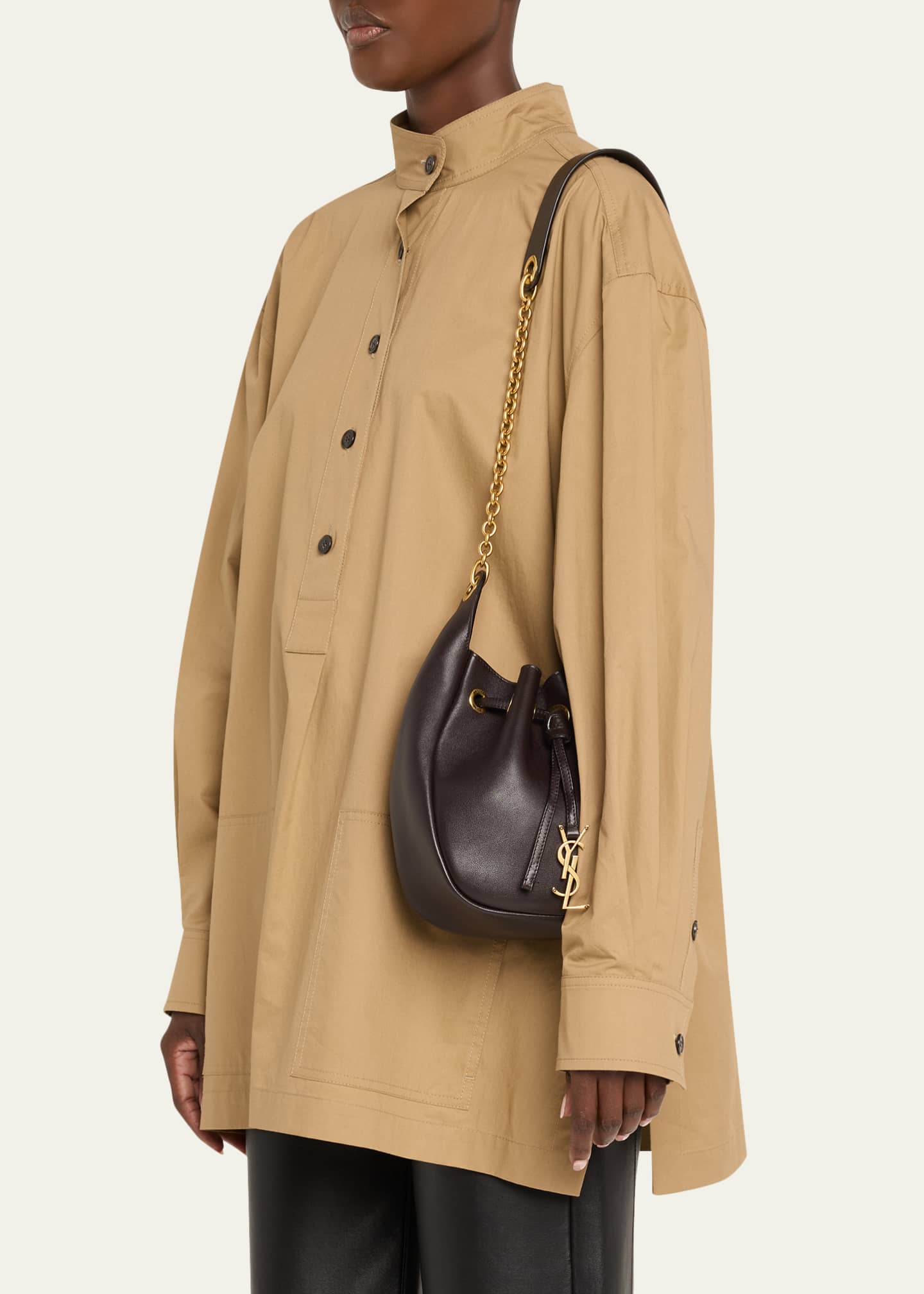 Saint Laurent Cassandre YSL Bucket Bag in Leather Image 2 of 6