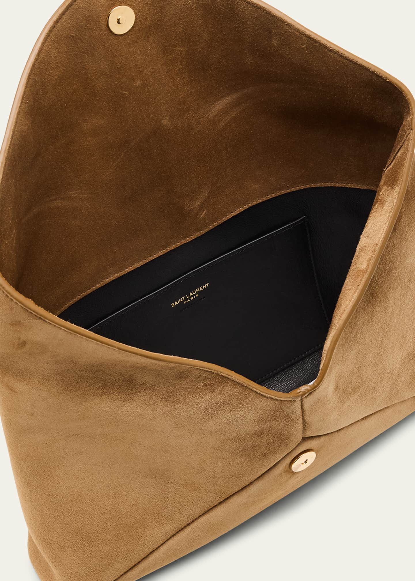 Saint Laurent Large YSL Envelope Flap Clutch Bag in Suede Image 4 of 6