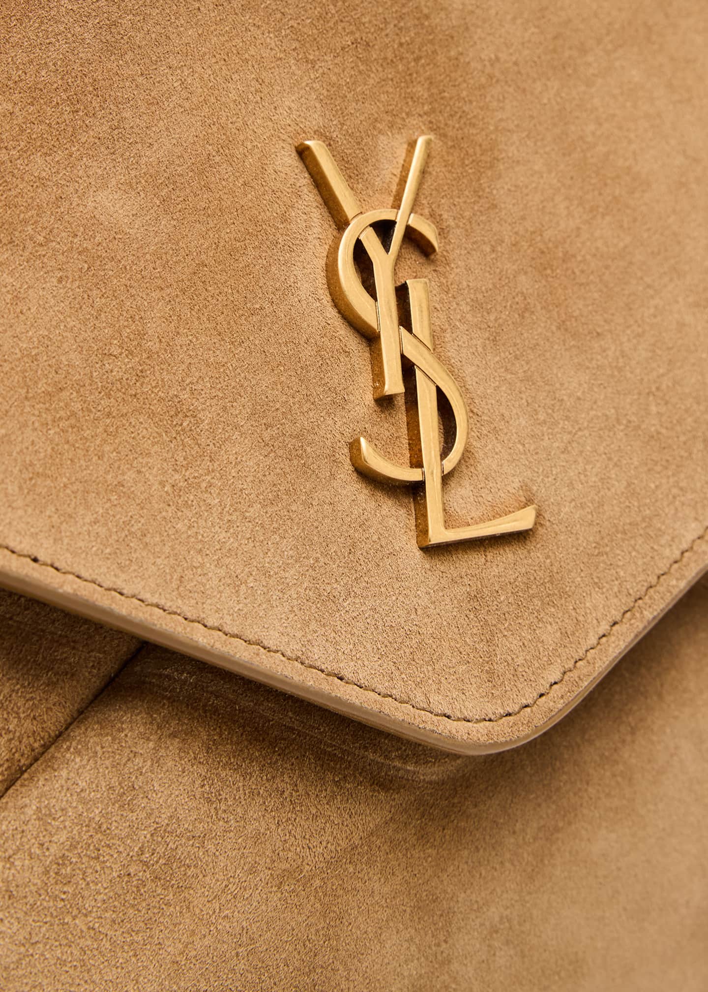 Saint Laurent Large YSL Envelope Flap Clutch Bag in Suede Image 6 of 6