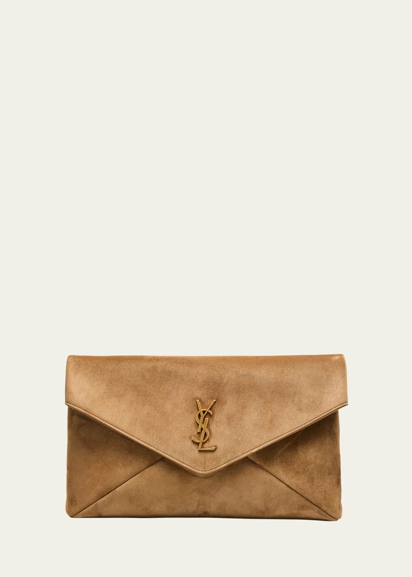 Saint Laurent Large YSL Envelope Flap Clutch Bag in Suede Image 1 of 6