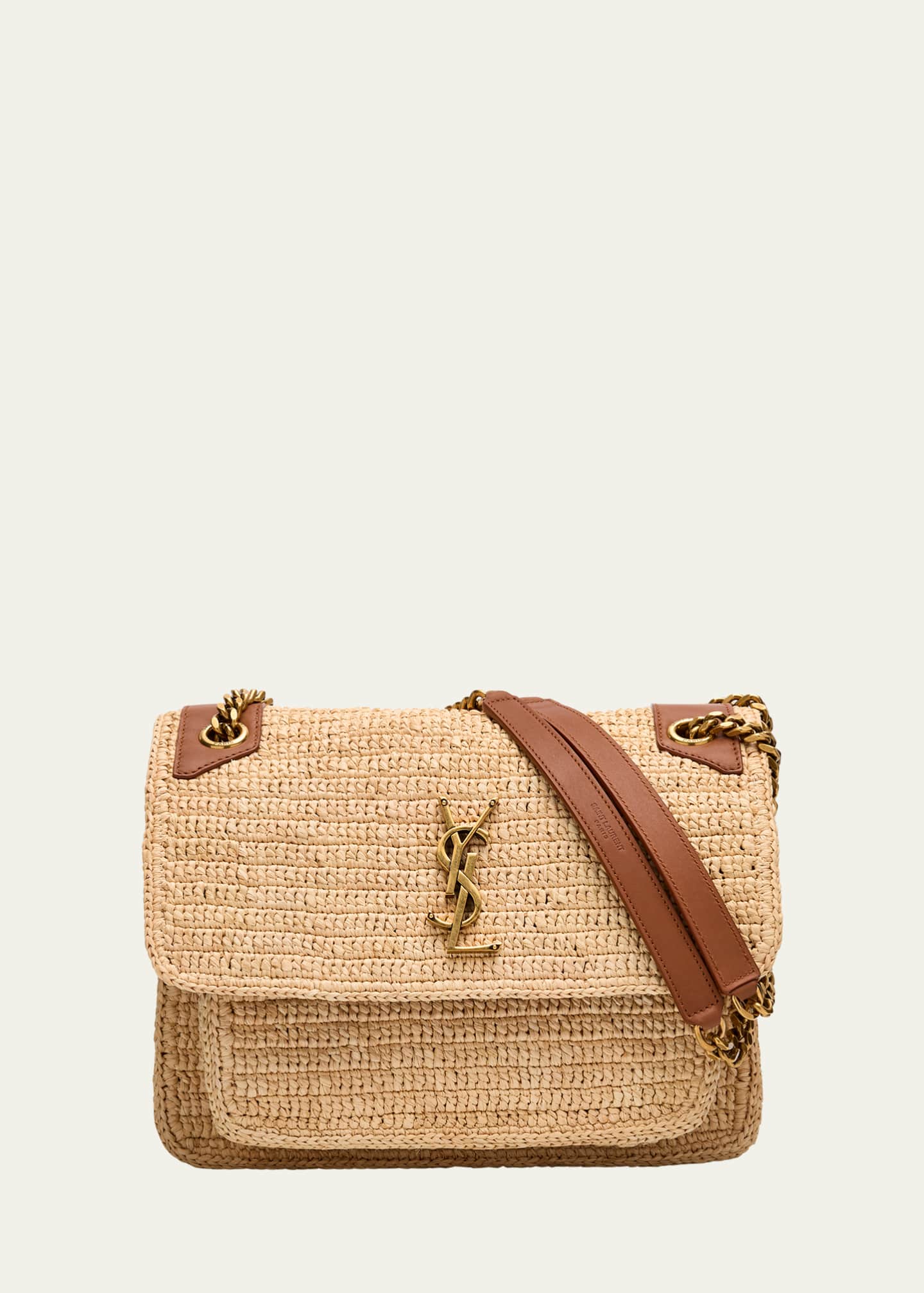 Saint Laurent Niki Medium YSL Shoulder Bag in Raffia Image 1 of 6
