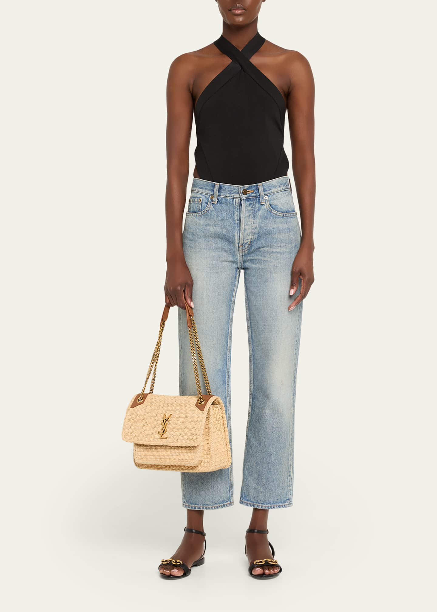Saint Laurent Niki Medium YSL Shoulder Bag in Raffia Image 5 of 6