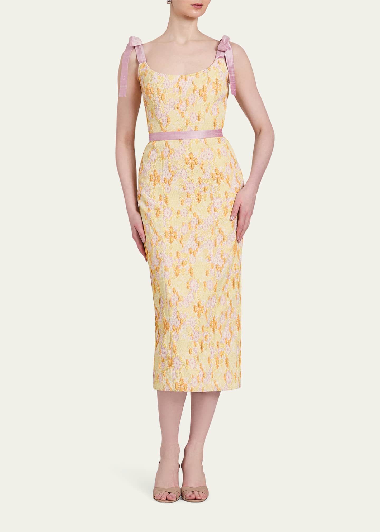 Markarian Acacia Belted Daisy Brocade Corset Dress Image 2 of 3