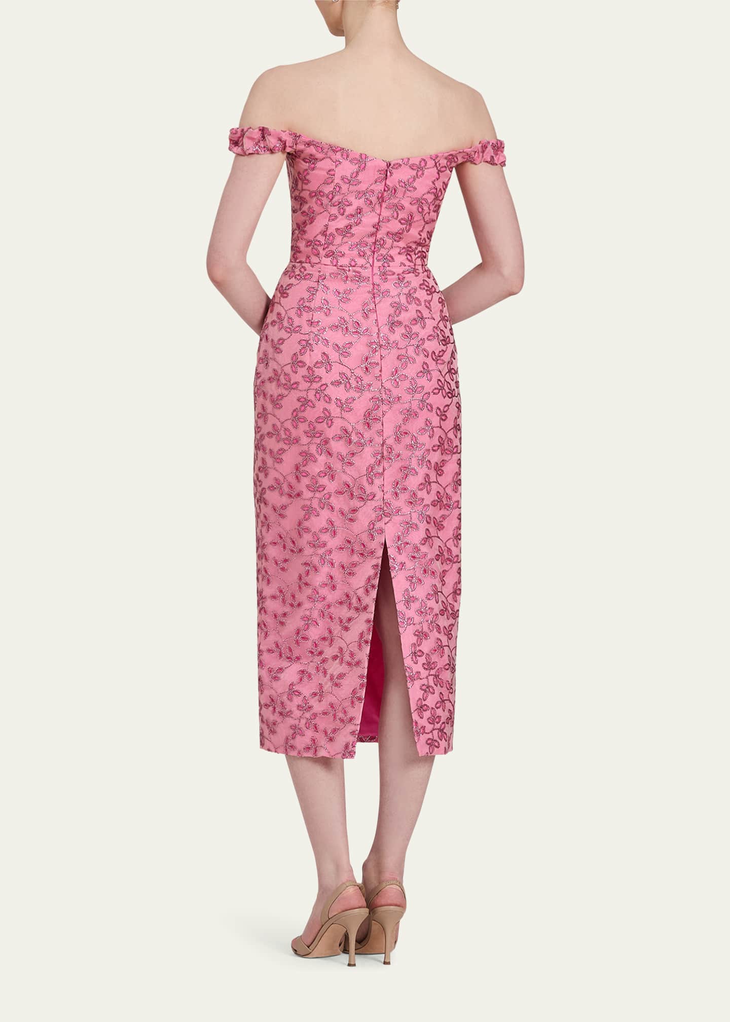 Markarian Amina Floral Sequined Off-Shoulder Midi Dress Image 3 of 3