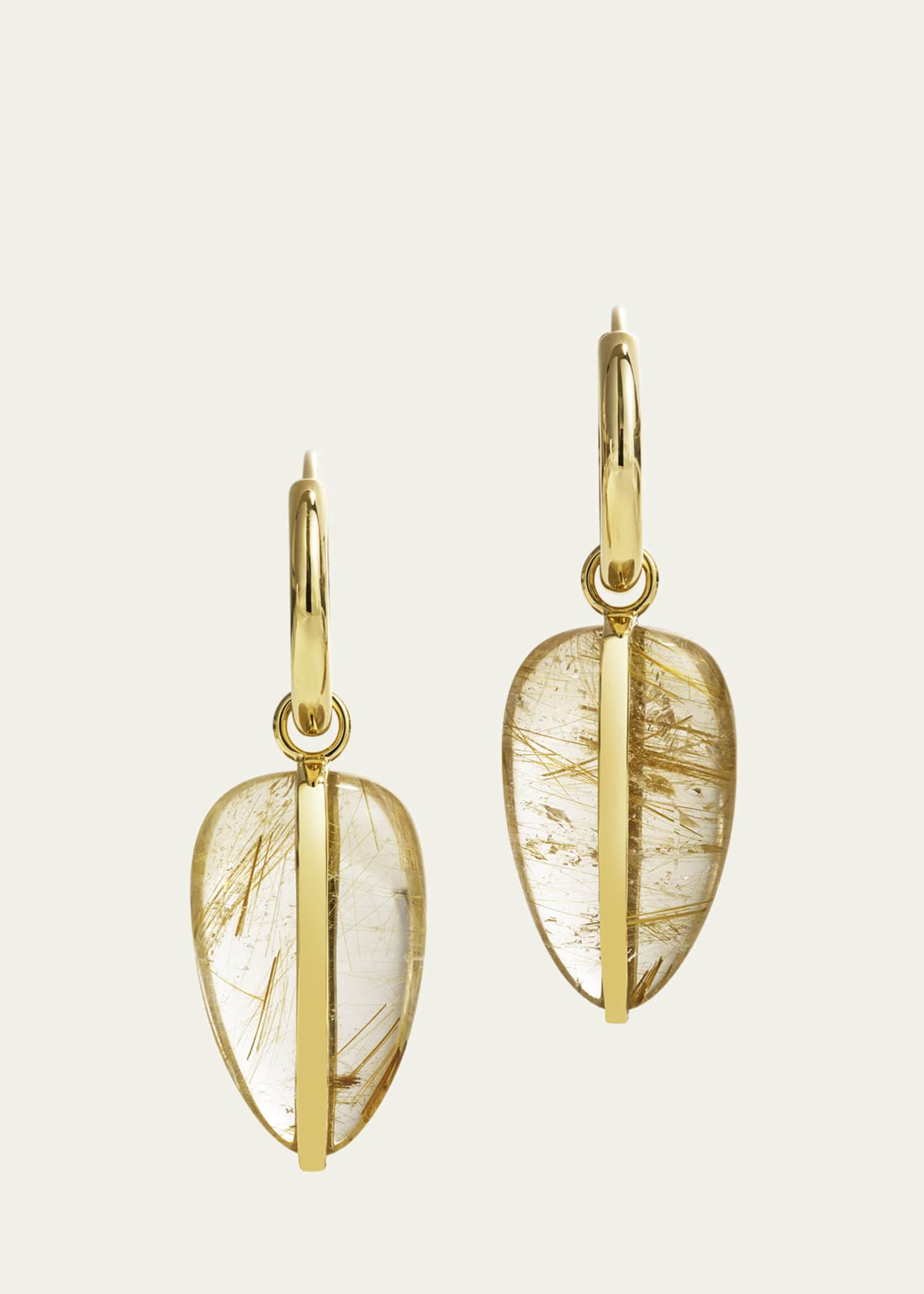 By Pariah 14K Yellow Gold Rutilated Quartz Pebble Earrings Image 1 of 2
