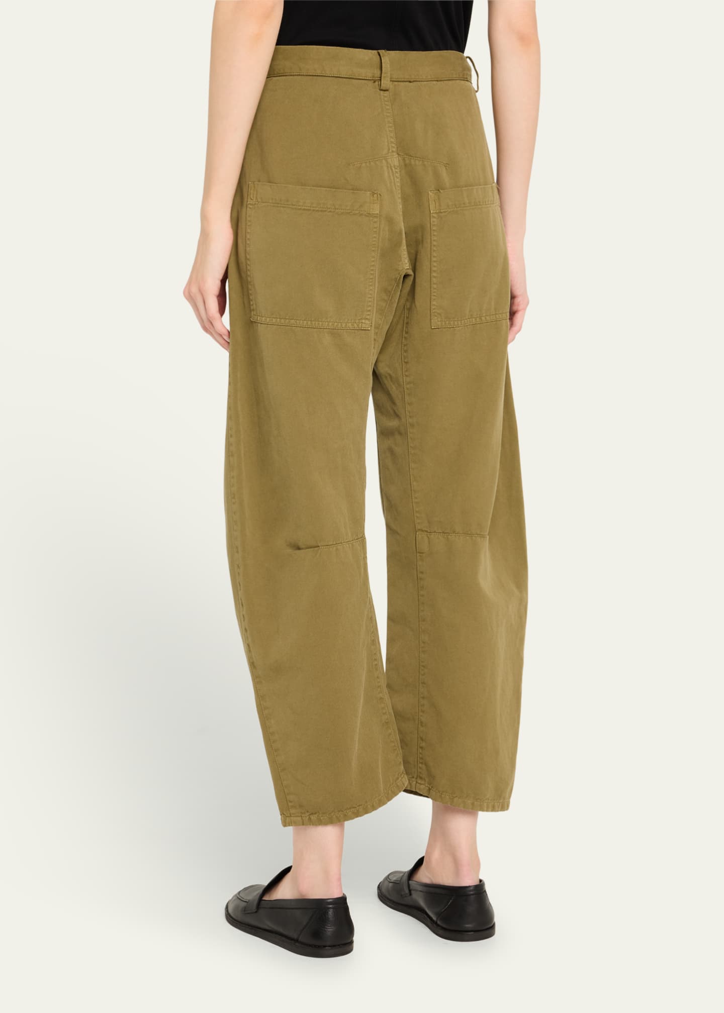Nili Lotan Shon Olive Green Barrel-Leg Ankle Pants Image 3 of 5