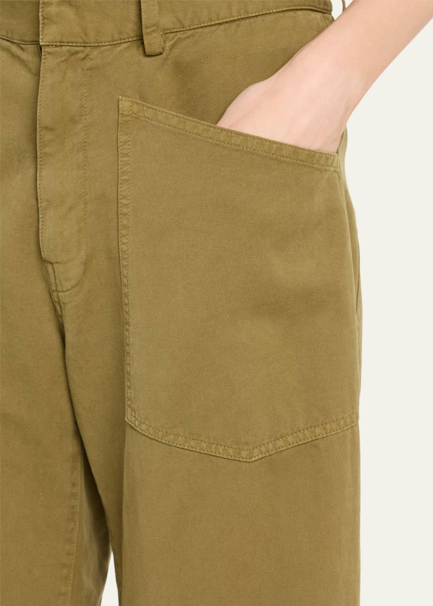 Nili Lotan Shon Olive Green Barrel-Leg Ankle Pants Image 5 of 5