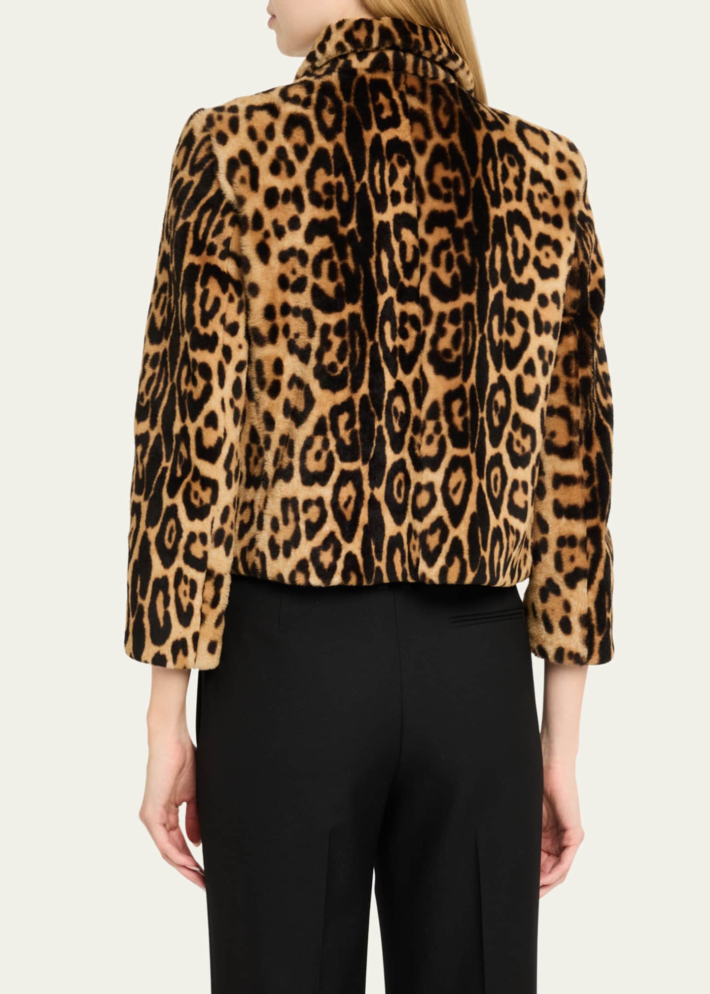 Nili Lotan Montmartre Leopard Shearling Cropped Jacket Image 3 of 5