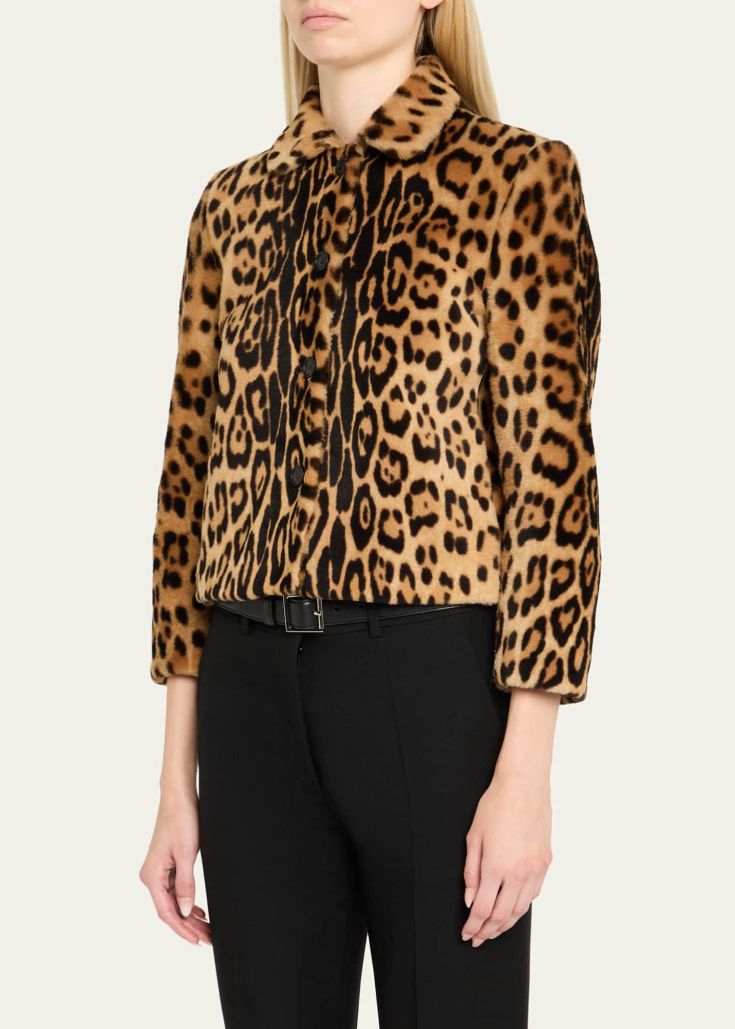 Nili Lotan Montmartre Leopard Shearling Cropped Jacket Image 4 of 5