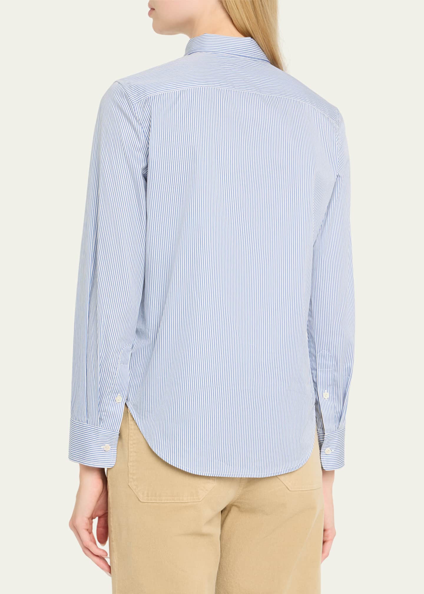 Nili Lotan Dyllan Striped Shrunken Button-Down Shirt Image 3 of 5