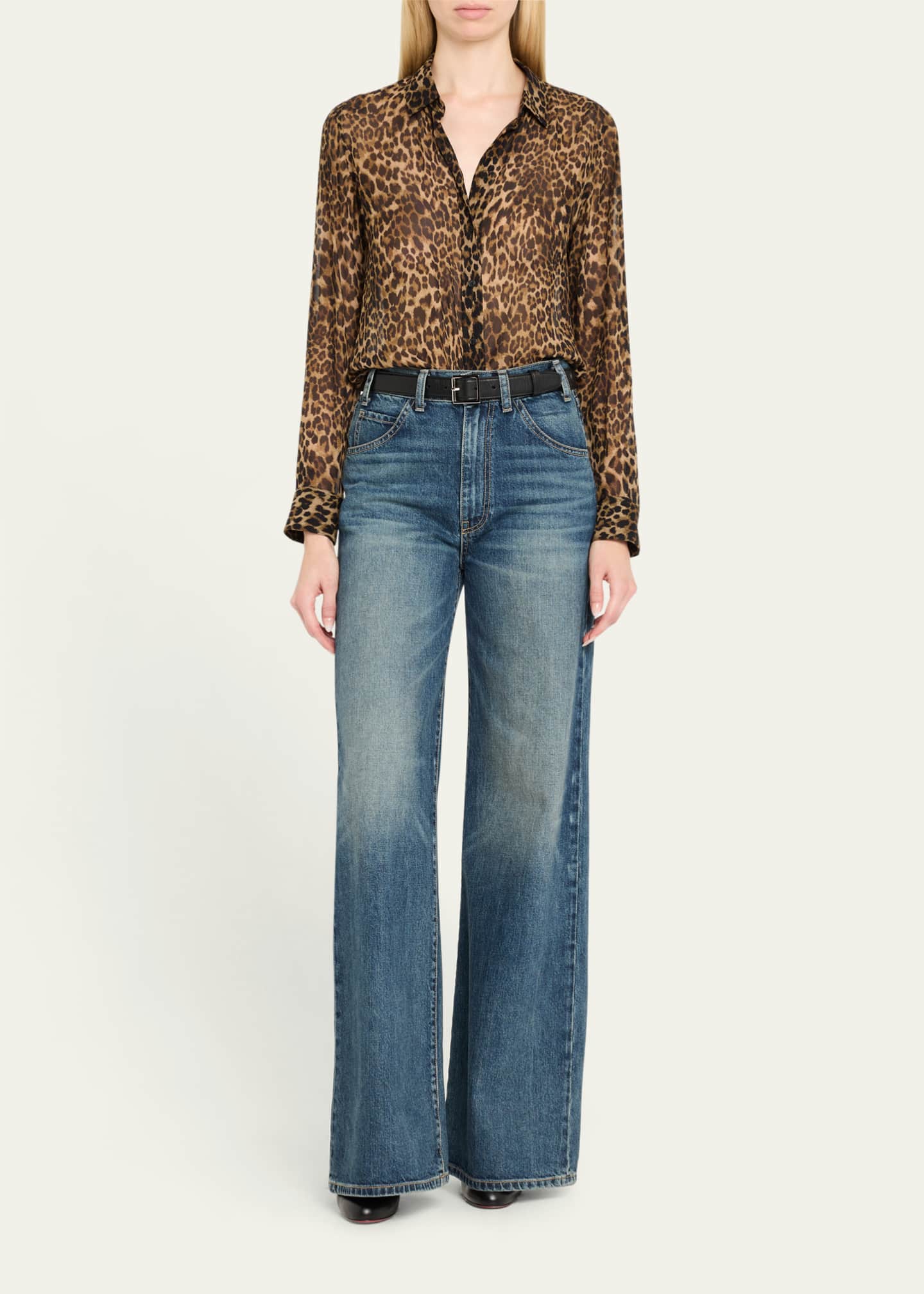 Nili Lotan Salome Wide-Leg Simon Wash Jeans Image 2 of 5
