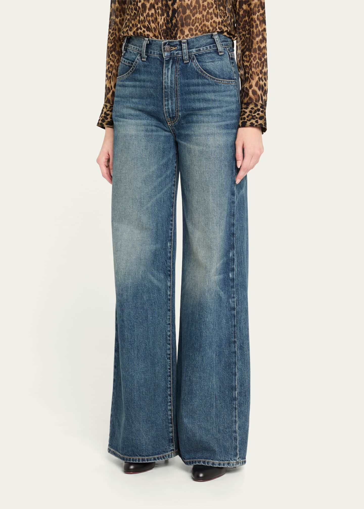 Nili Lotan Salome Wide-Leg Simon Wash Jeans Image 4 of 5
