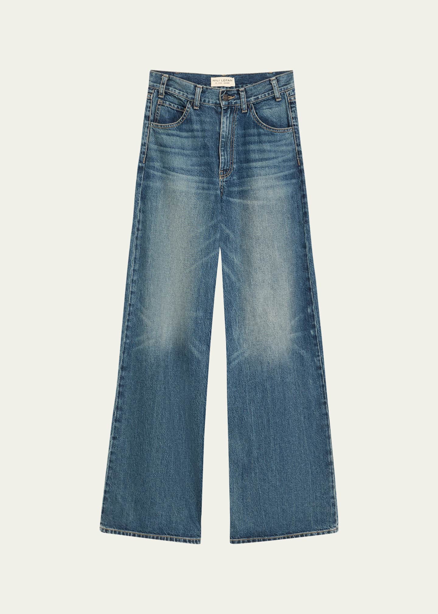 Nili Lotan Salome Wide-Leg Simon Wash Jeans Image 1 of 5