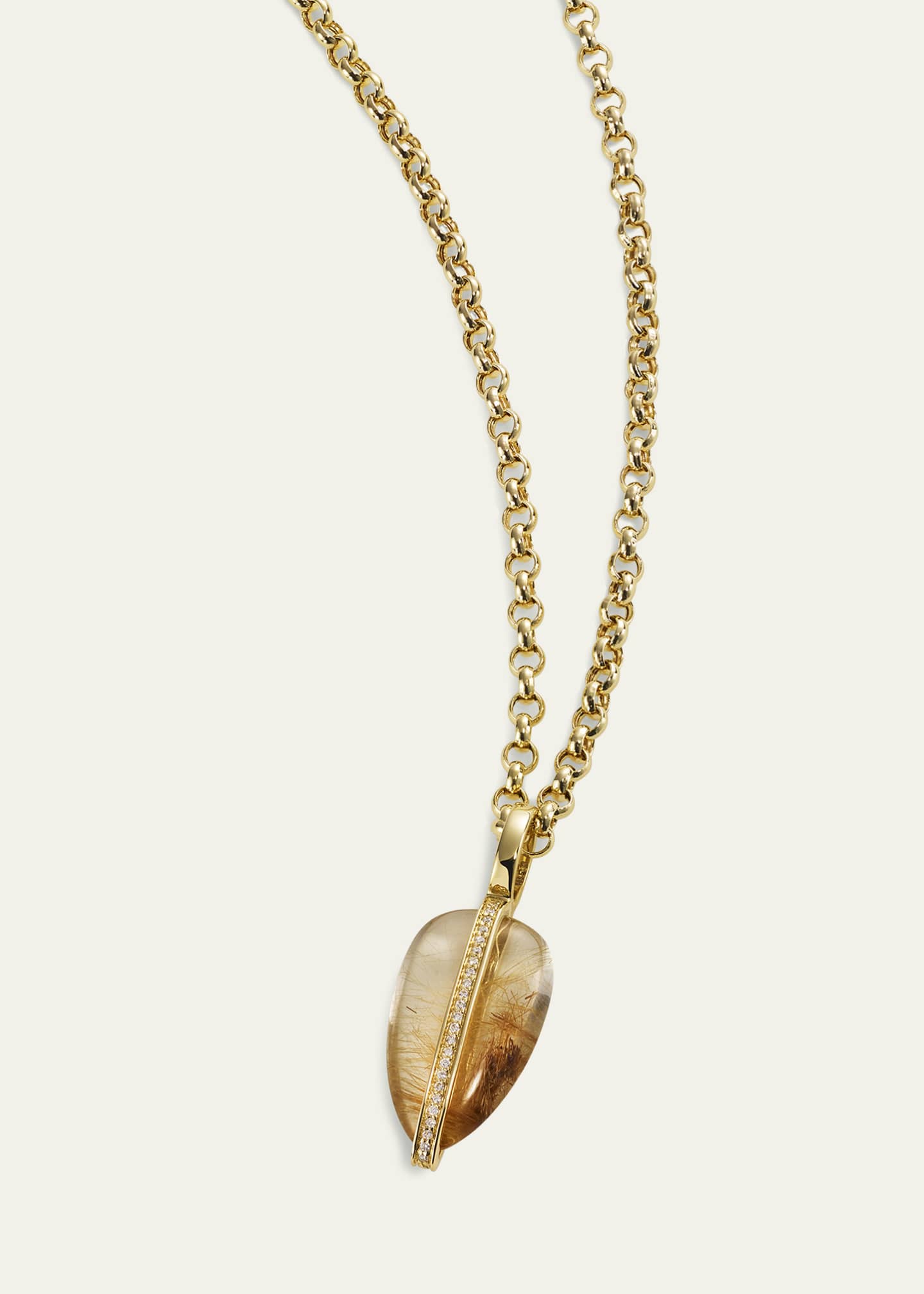 By Pariah Small Diamond and Rutilated Quartz Pebble Pendant Image 2 of 2