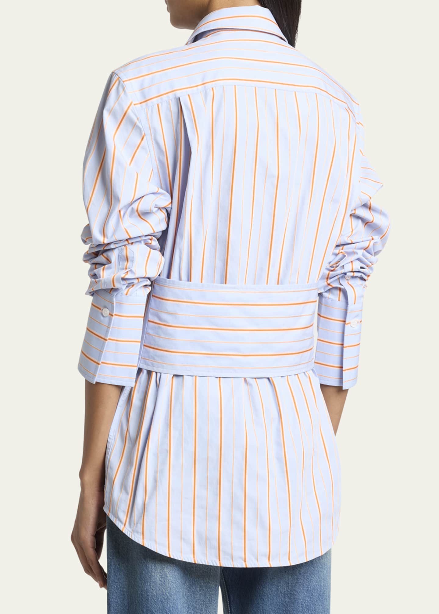 Victoria Beckham Striped Tab Detail Shirt Image 3 of 5