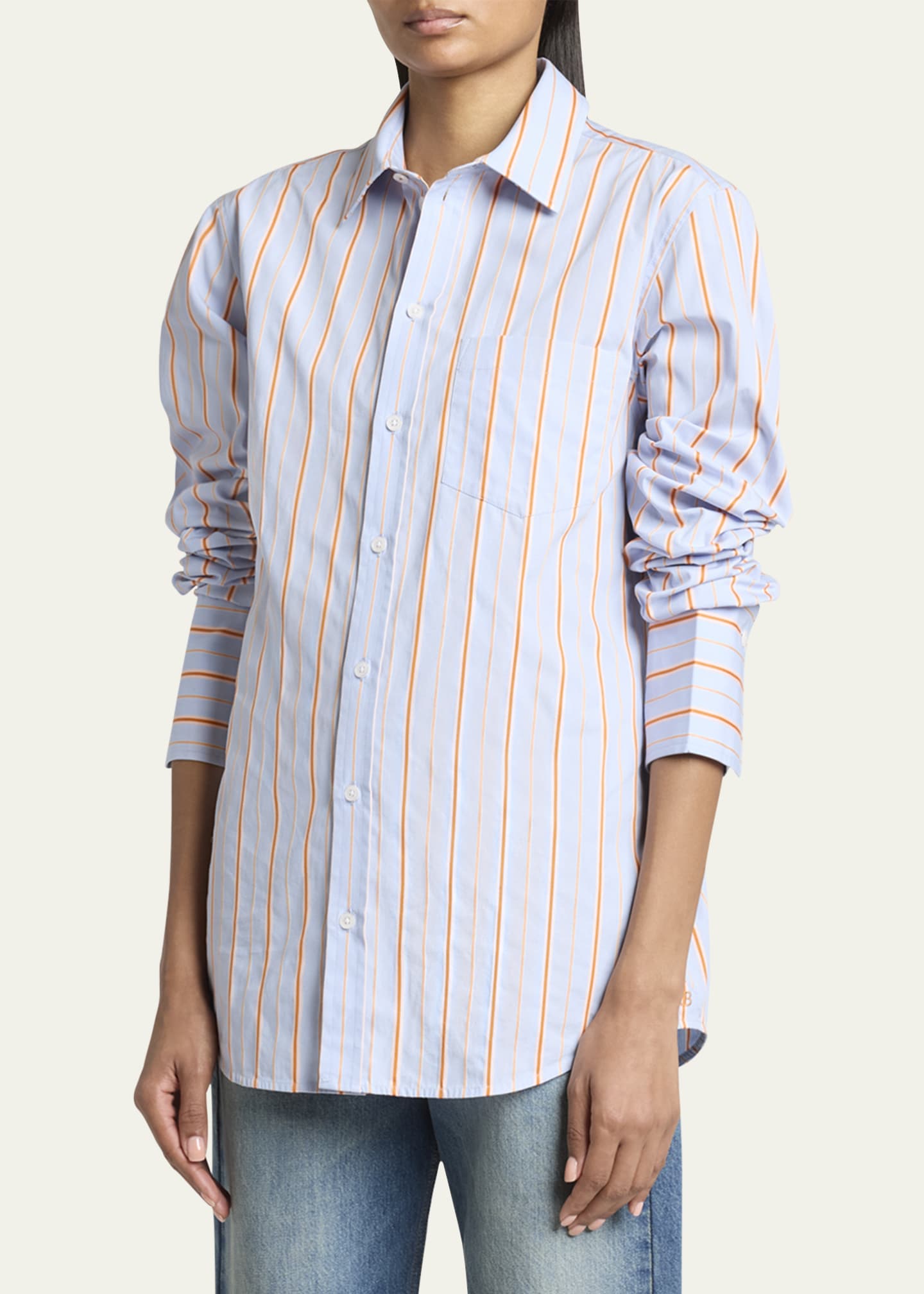 Victoria Beckham Striped Tab Detail Shirt Image 4 of 5