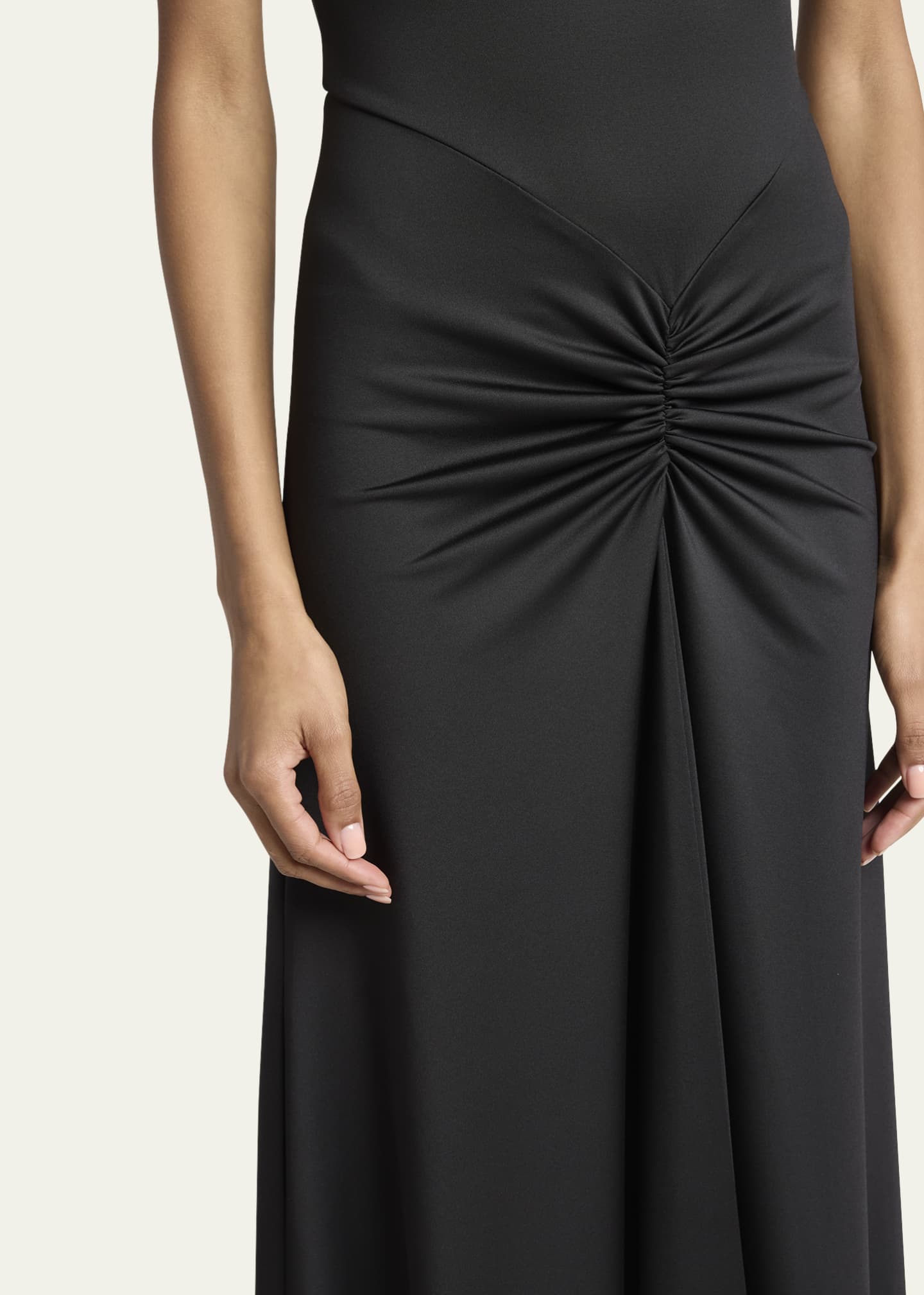 ワンピース Victoria Beckham GATHERED DETAIL T-SHIRT MIDI DRESS Gathered Waist T-Shirt Midi Dress In Black | Designer