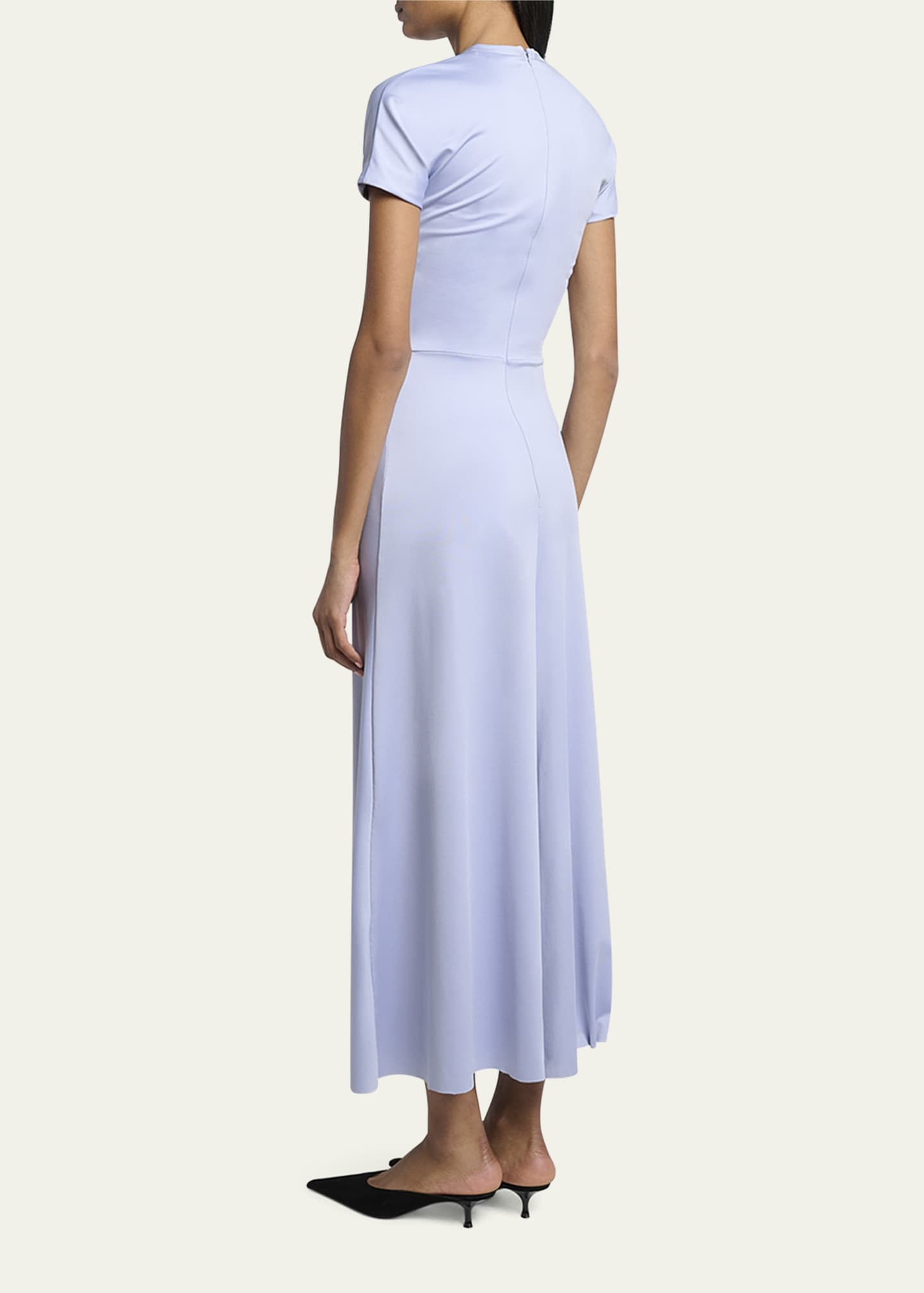 Victoria Beckham Gathered Drop-Waist Midi T-Shirt Dress