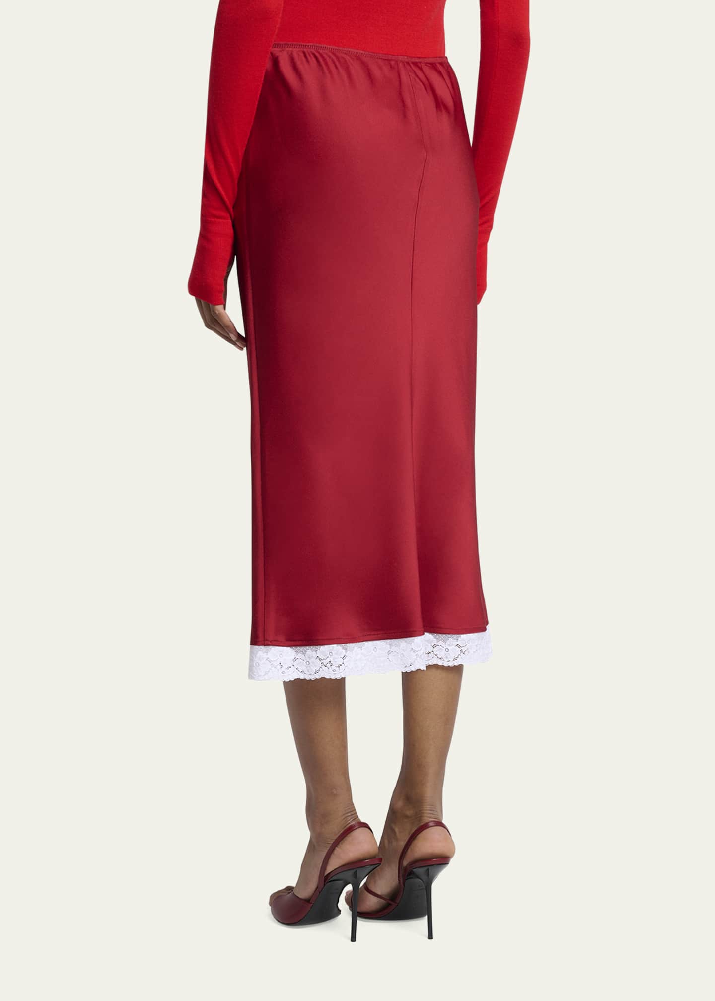 ワンピース VICTORIA BECKHAM Women Long Skirts 1125JDR006064APEACOCK Gre Lace Trim Slip Skirt In Rose – Victoria Beckham Inc