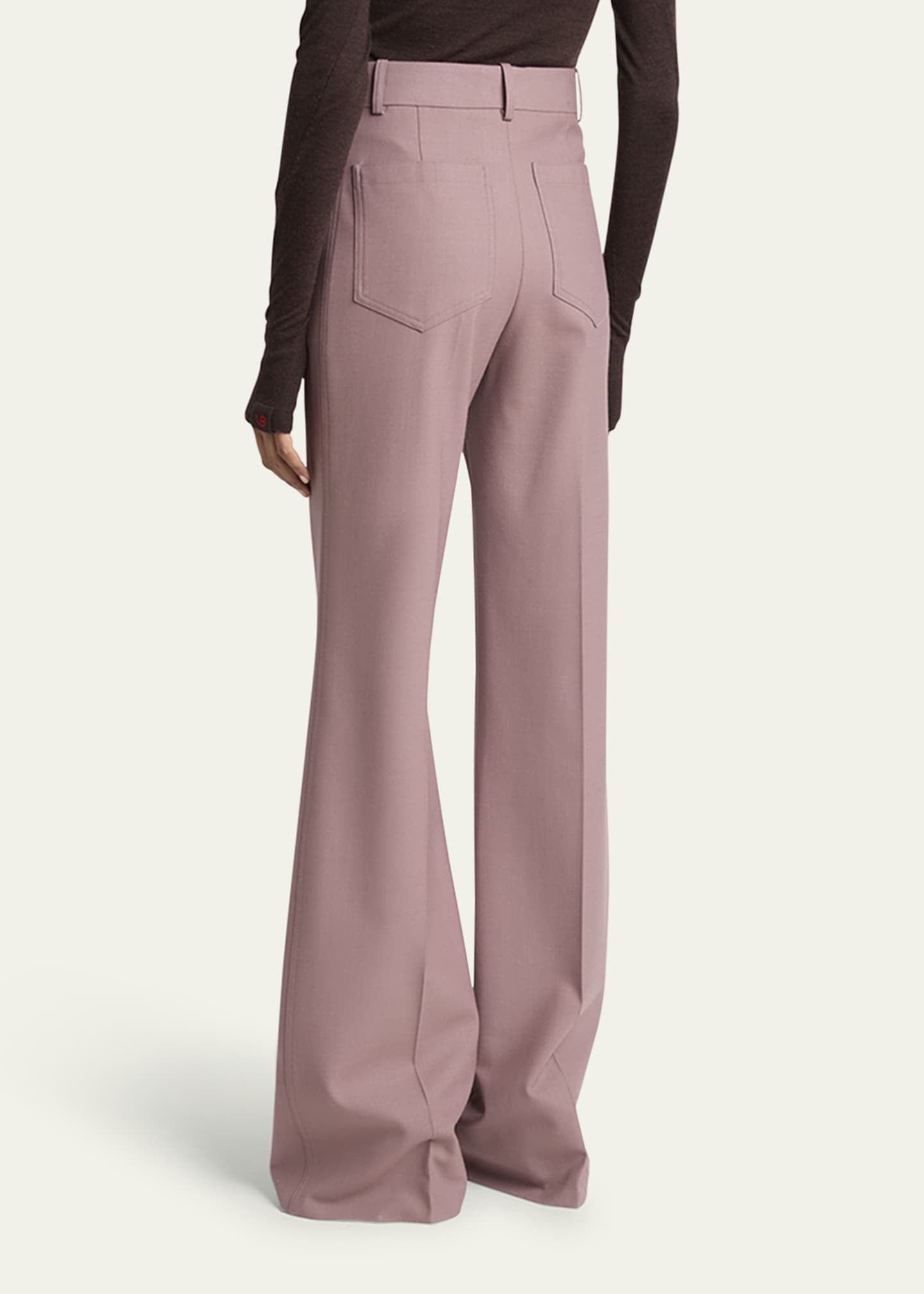 Victoria Beckham Alina Wide Leg Wool-Blend Trousers Image 3 of 5