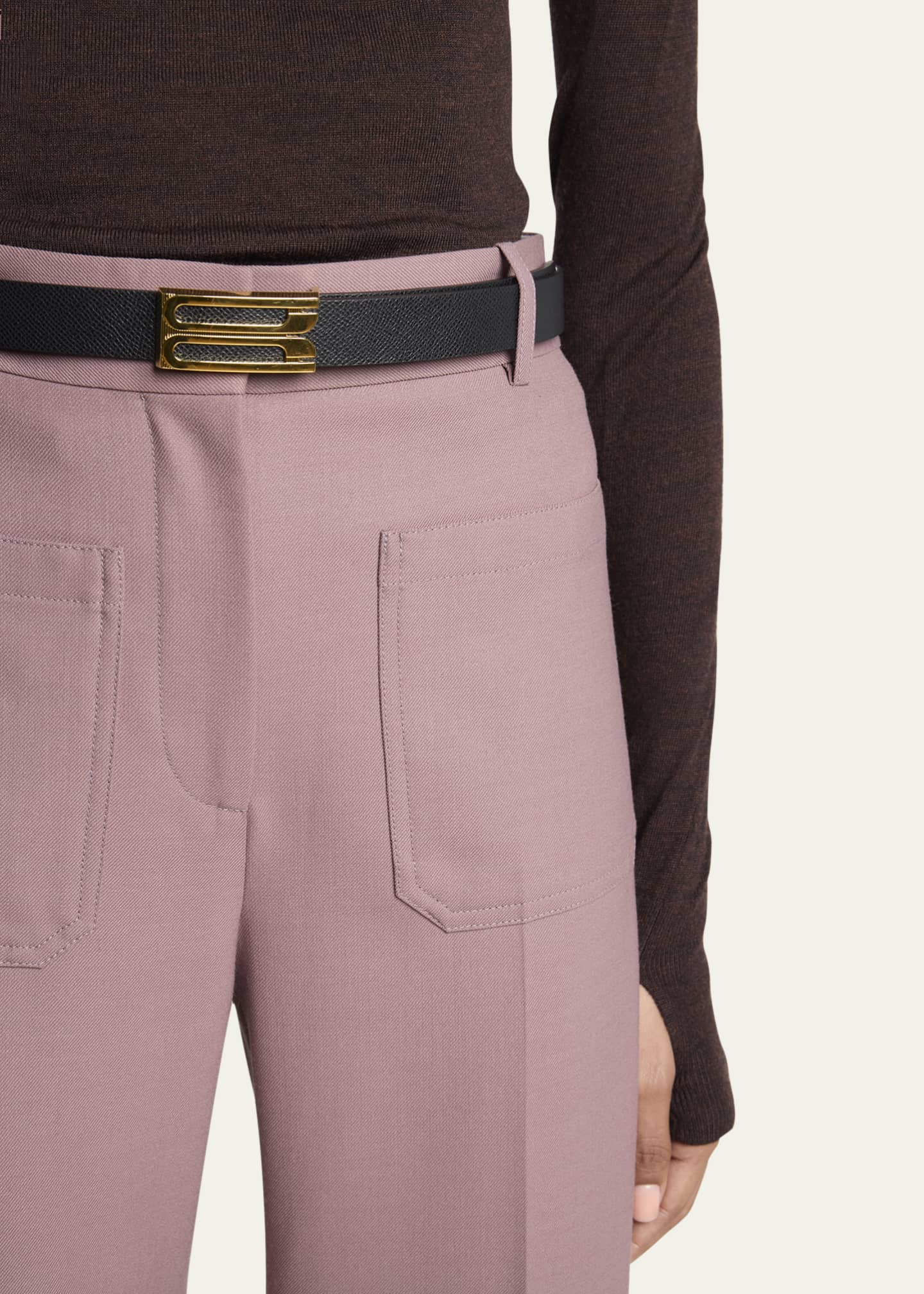 Victoria Beckham Alina Wide Leg Wool-Blend Trousers Image 5 of 5