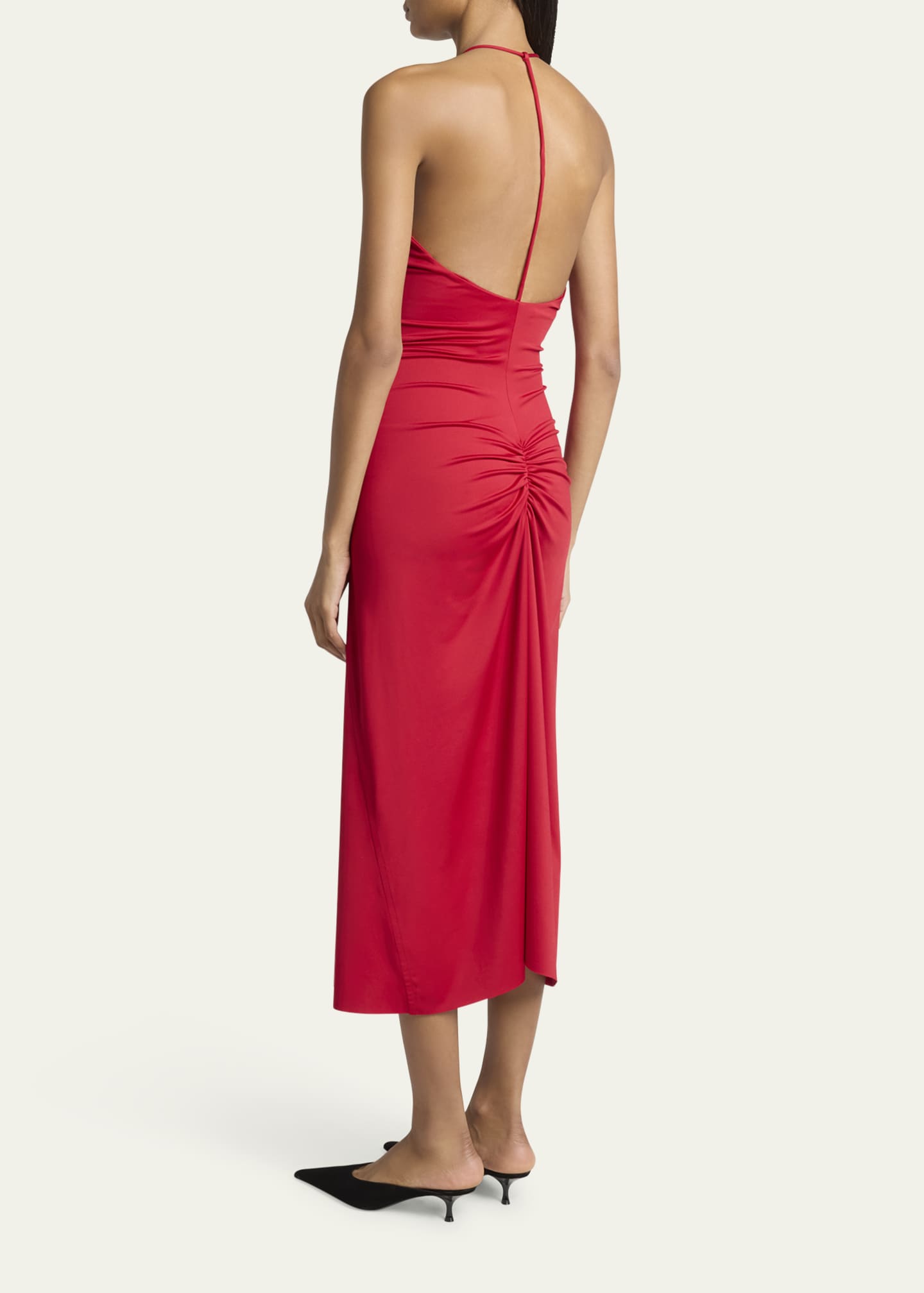 Victoria Beckham V-Neck Ruched Cami Midi Dress - Bergdorf