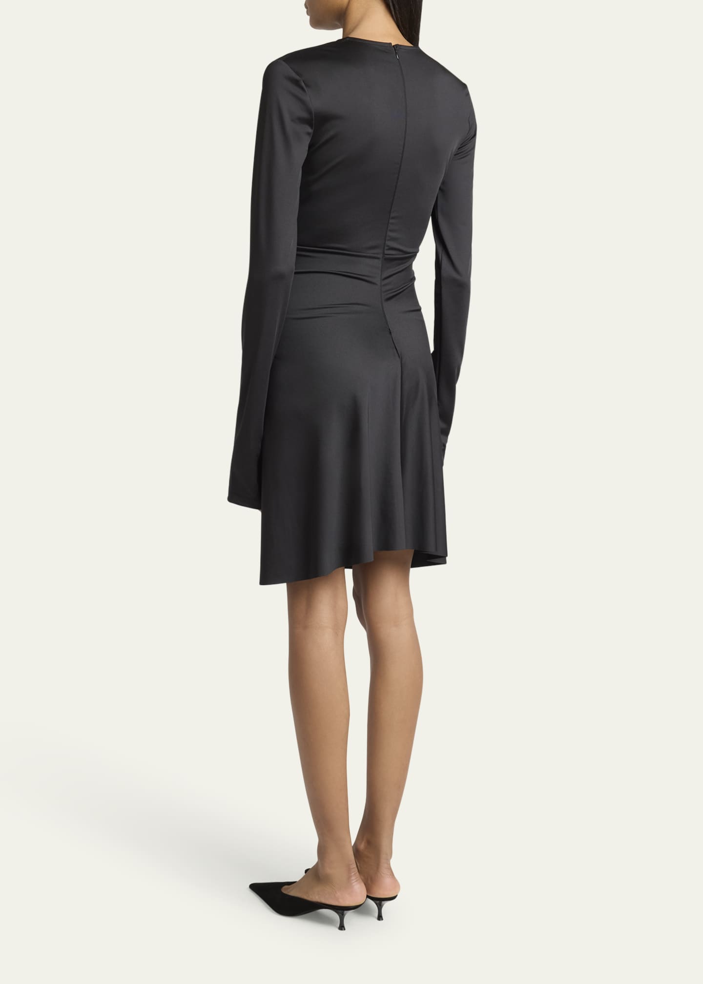 Victoria Beckham Ruched Deep V-Neck Mini Dress Bergdorf Goodman