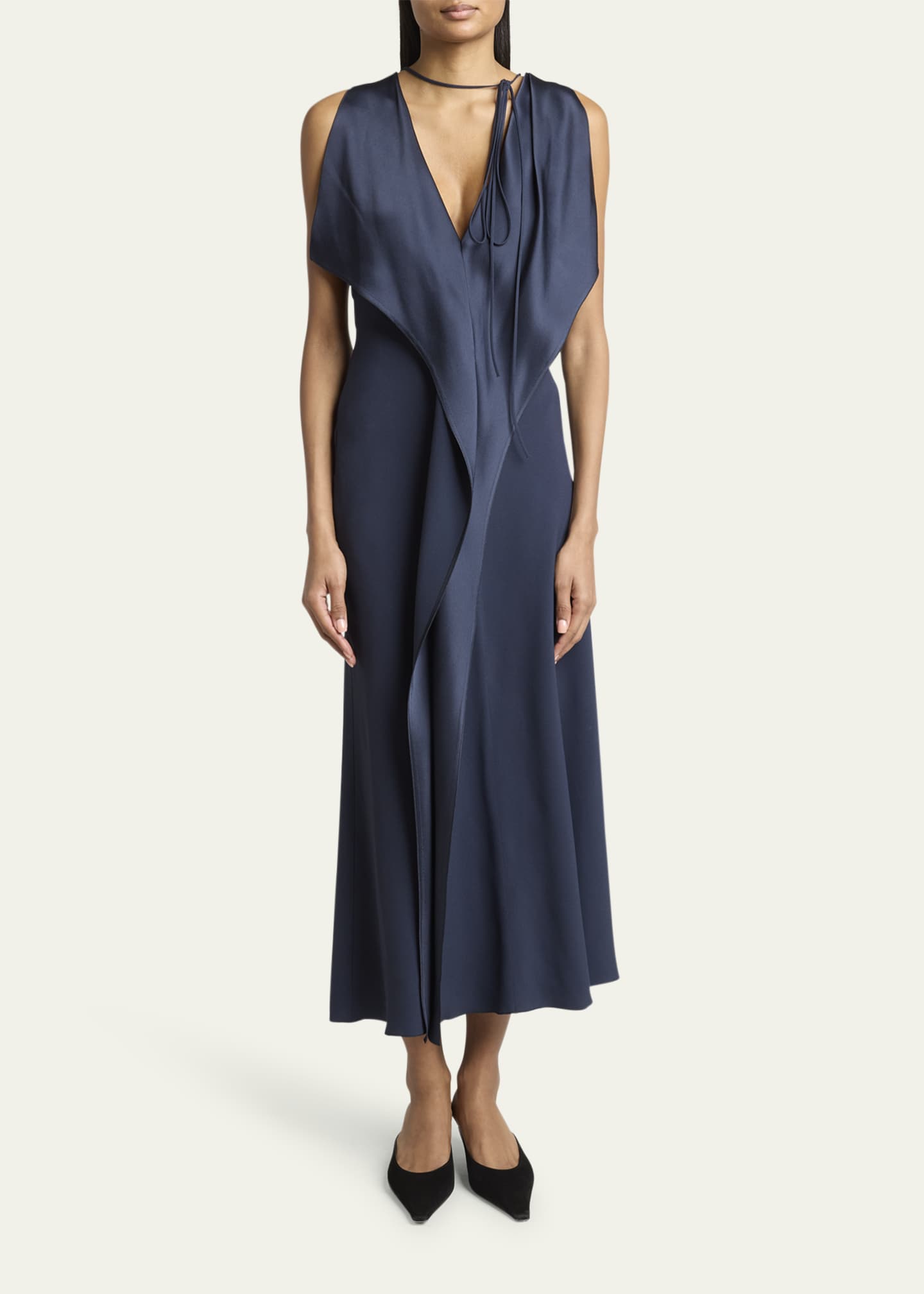 ワンピース Victoria Beckham SLEEVELESS DRAPED V-NECK MIDI Victoria Beckham Draped V-Neck Asymmetric Dress - Bergdorf