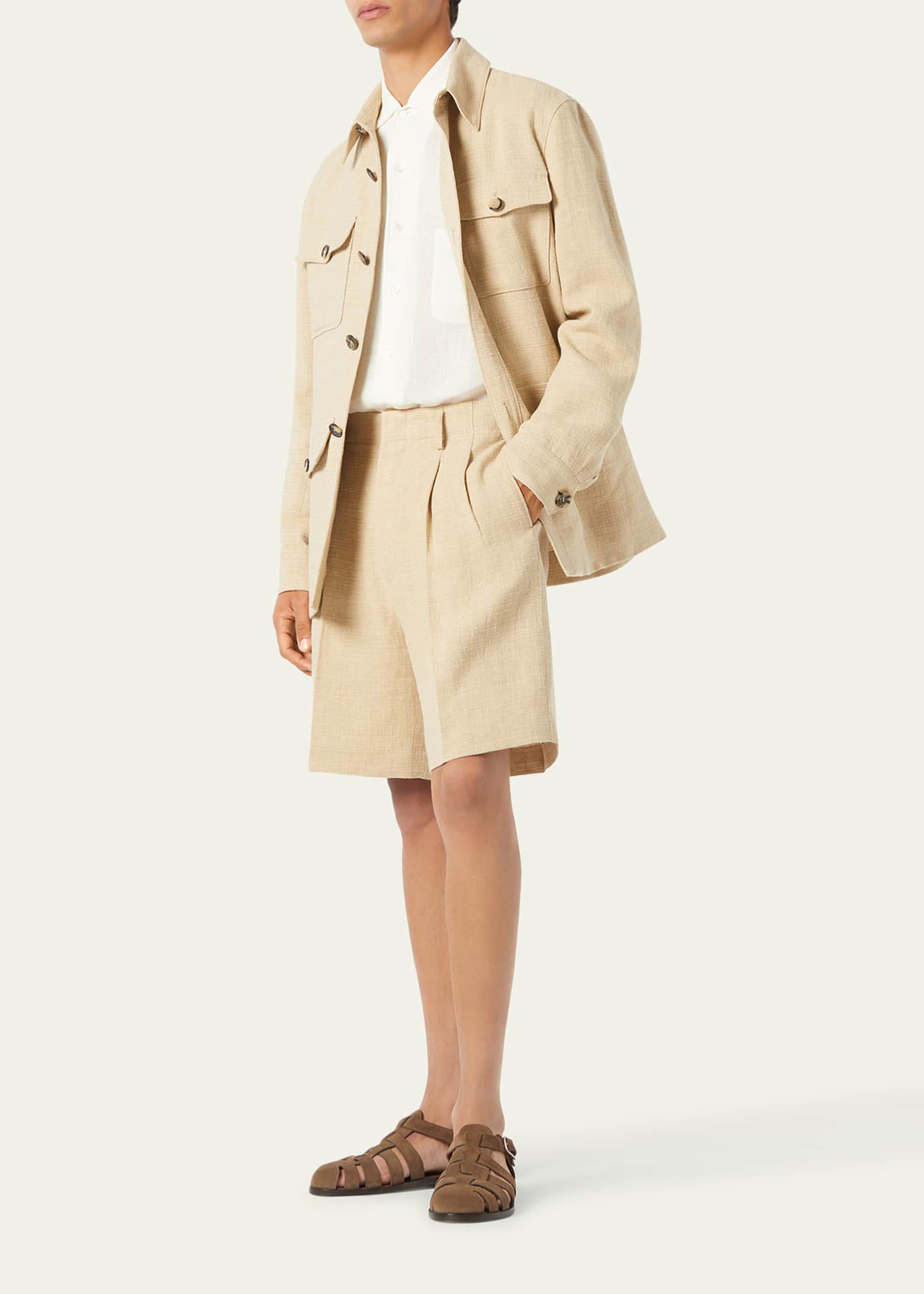 Loro Piana Men's Clem Summer Linen and Silk Shirt Jacket Image 2 of 5