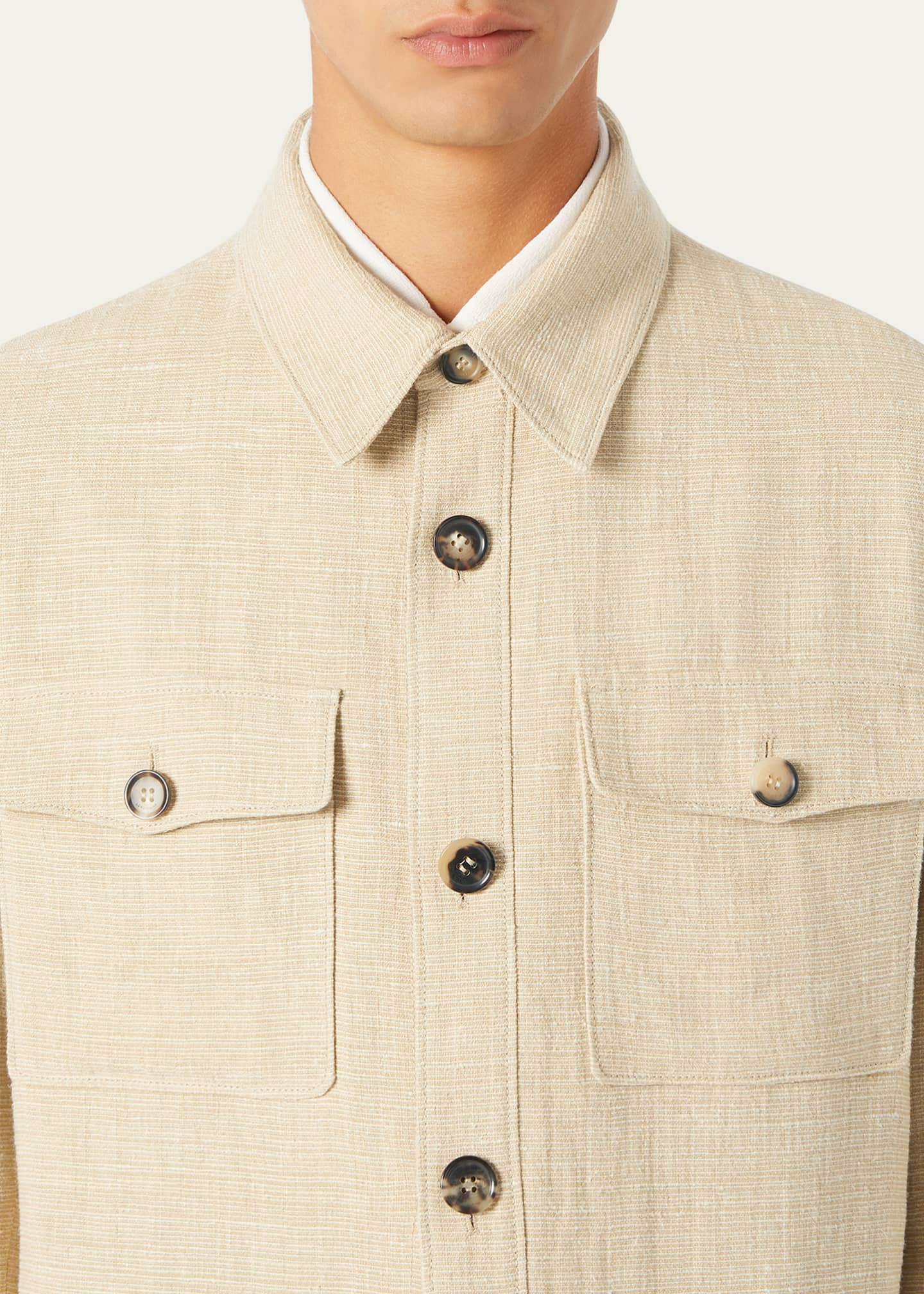 Loro Piana Men's Clem Summer Linen and Silk Shirt Jacket Image 5 of 5