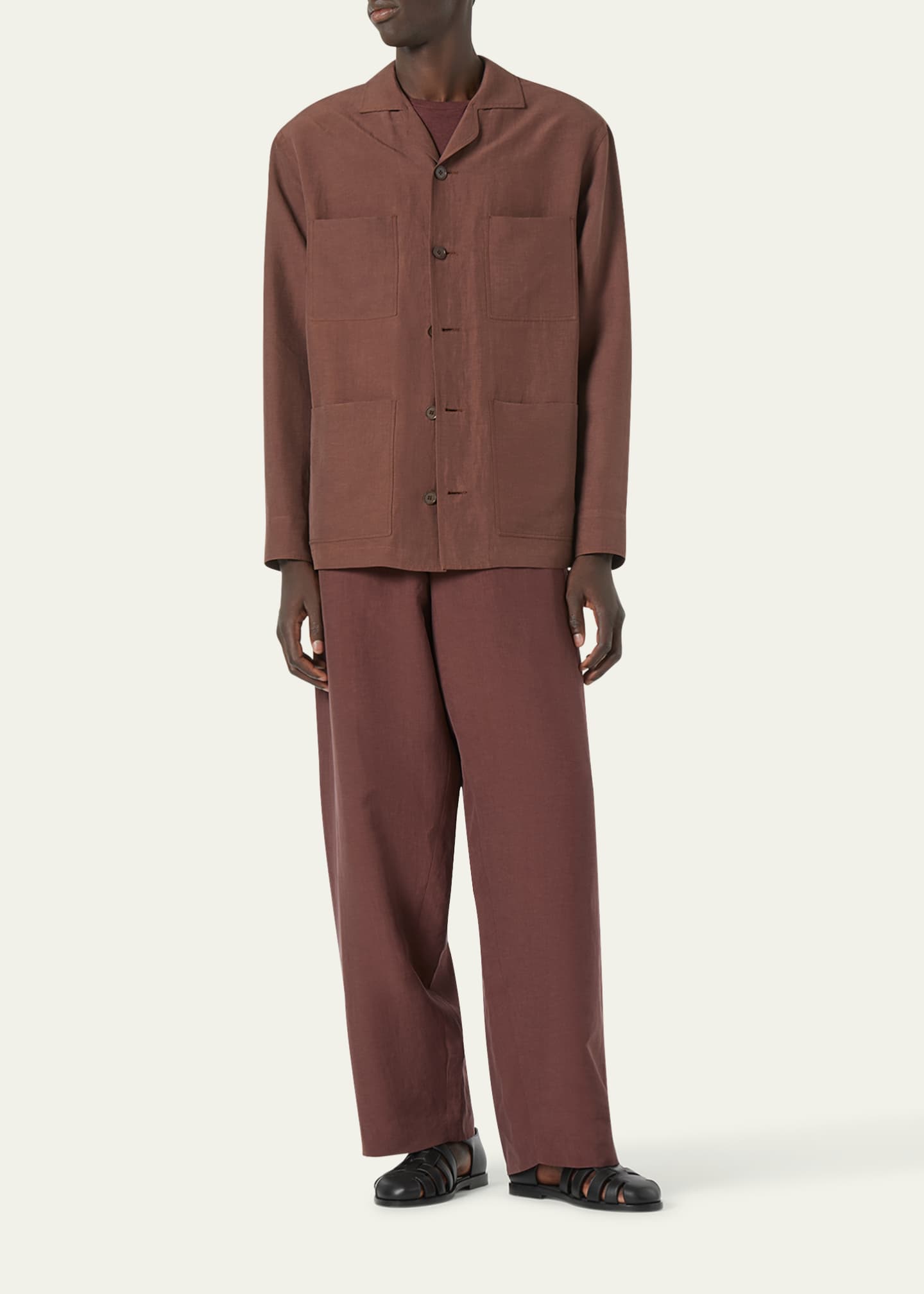 Loro Piana Men's Mazzorbo Silk and Cotton Crewneck T-Shirt Image 2 of 5