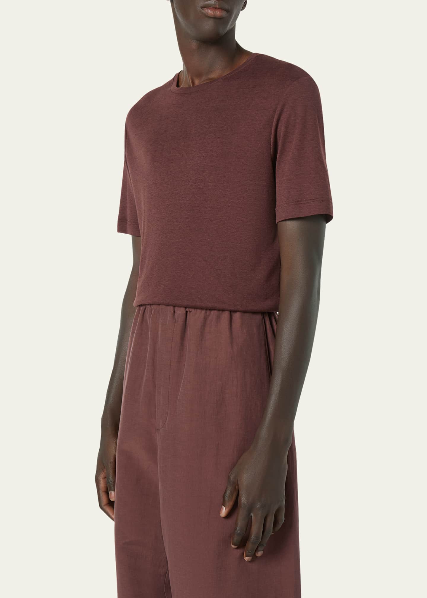 Loro Piana Men's Mazzorbo Silk and Cotton Crewneck T-Shirt Image 4 of 5