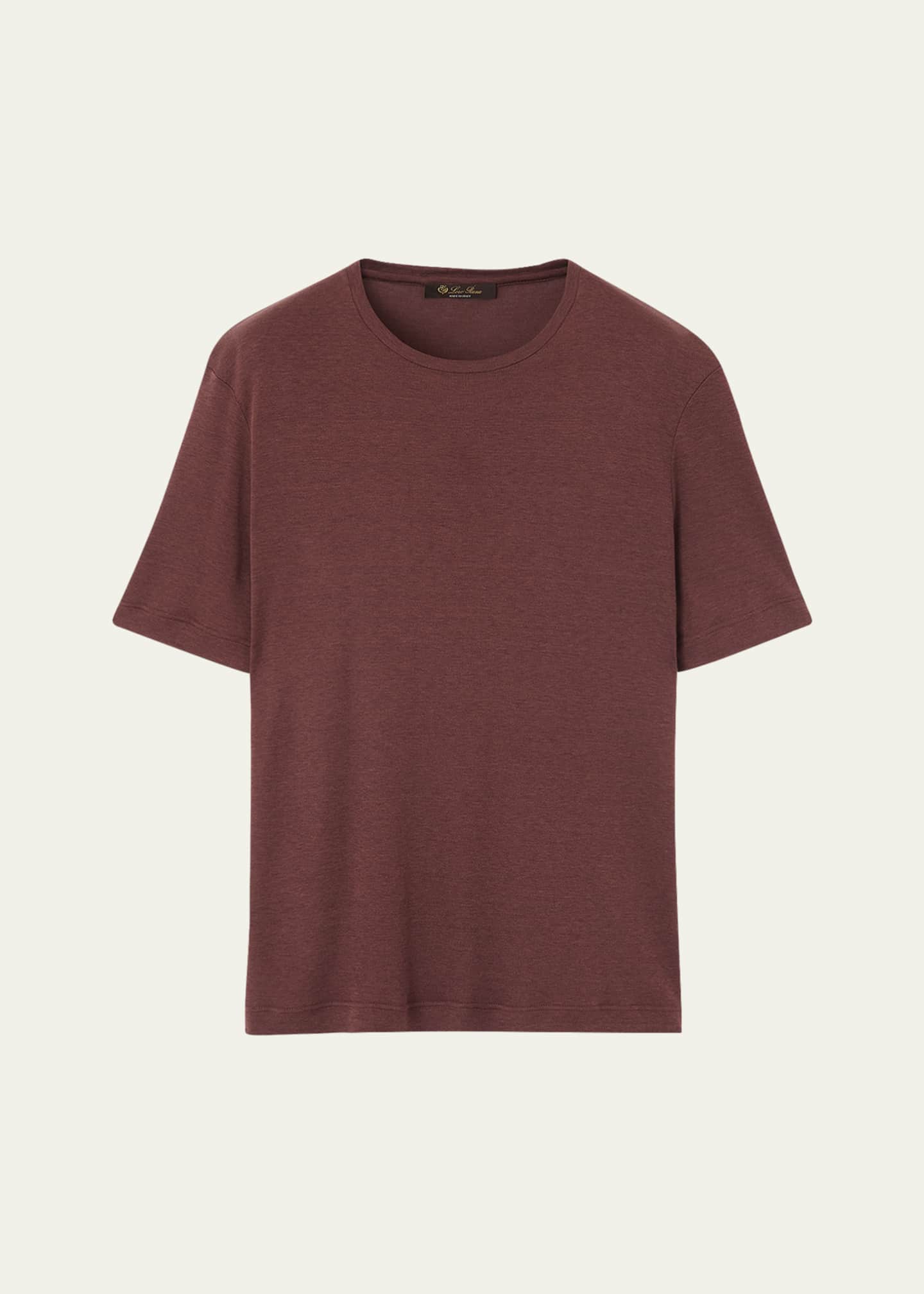 Loro Piana Men's Mazzorbo Silk and Cotton Crewneck T-Shirt Image 1 of 5