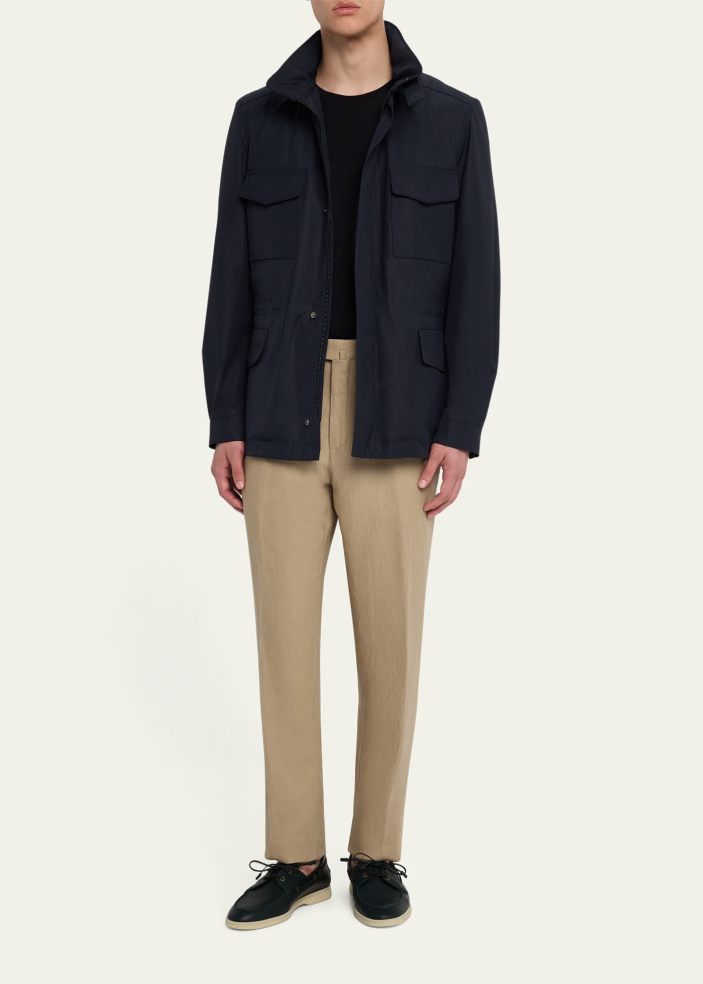 Loro Piana Men's Mazzorbo Silk and Cotton Crewneck T-Shirt Image 2 of 5
