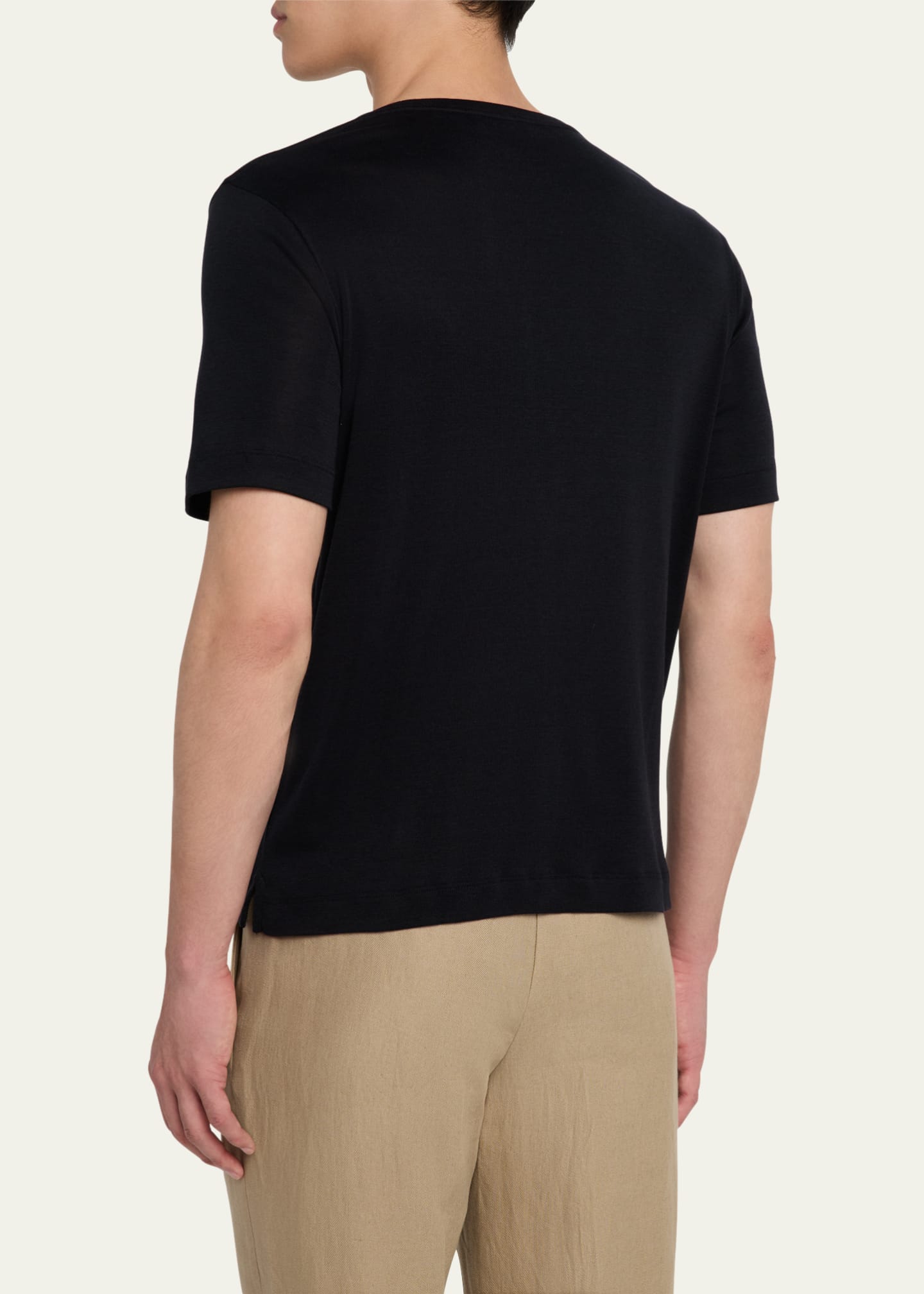 Loro Piana Men's Mazzorbo Silk and Cotton Crewneck T-Shirt Image 3 of 5