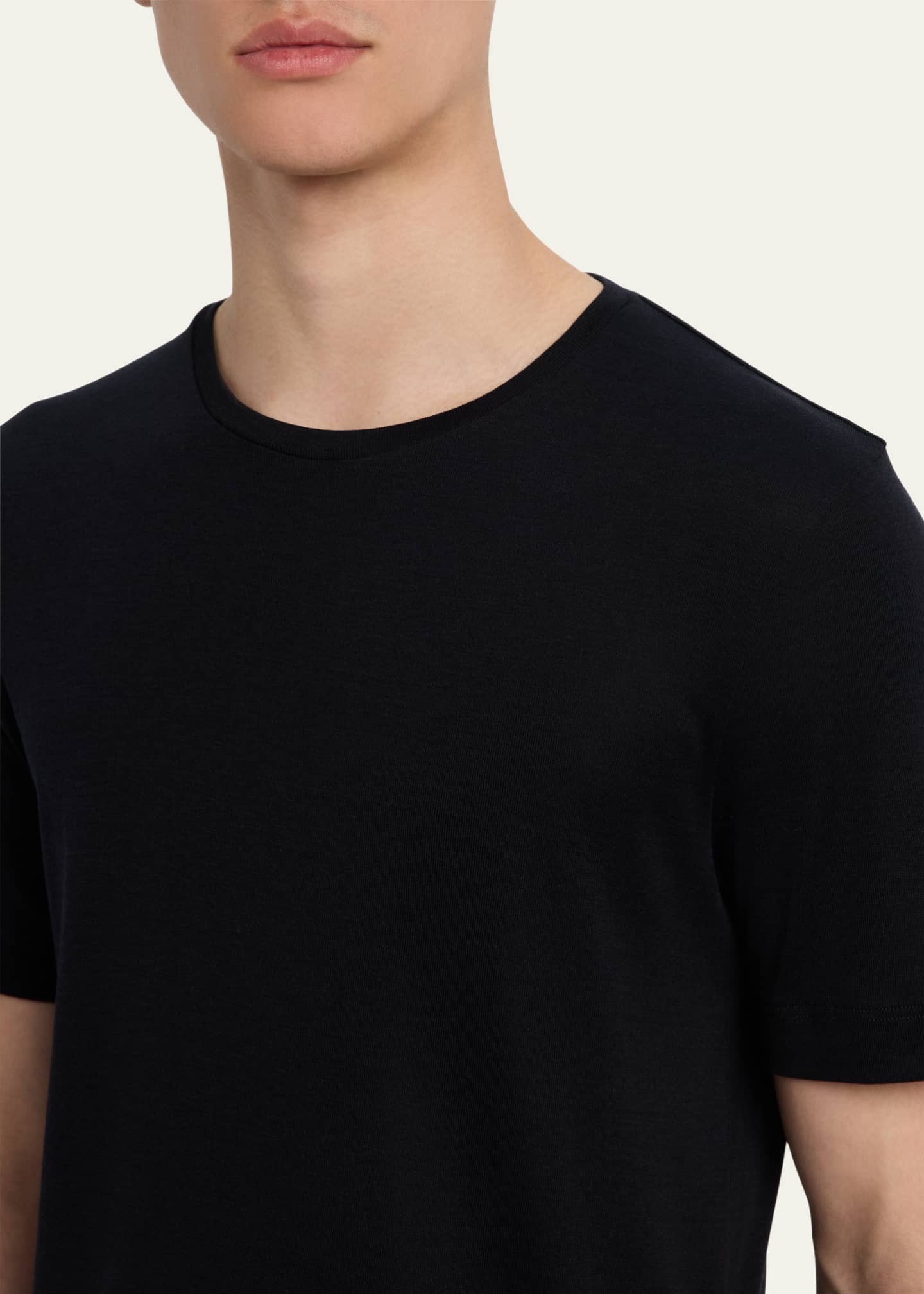 Loro Piana Men's Mazzorbo Silk and Cotton Crewneck T-Shirt Image 5 of 5