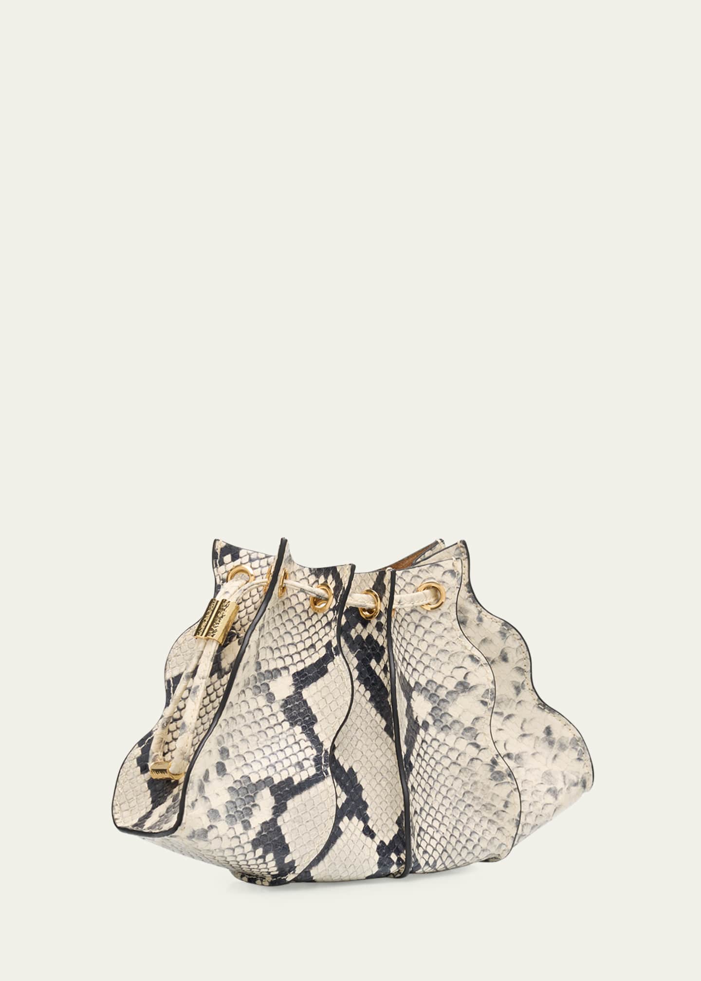 Ulla Johnson Adria Pleated Wave Snakeskin-Embossed Wristlet Image 2 of 4