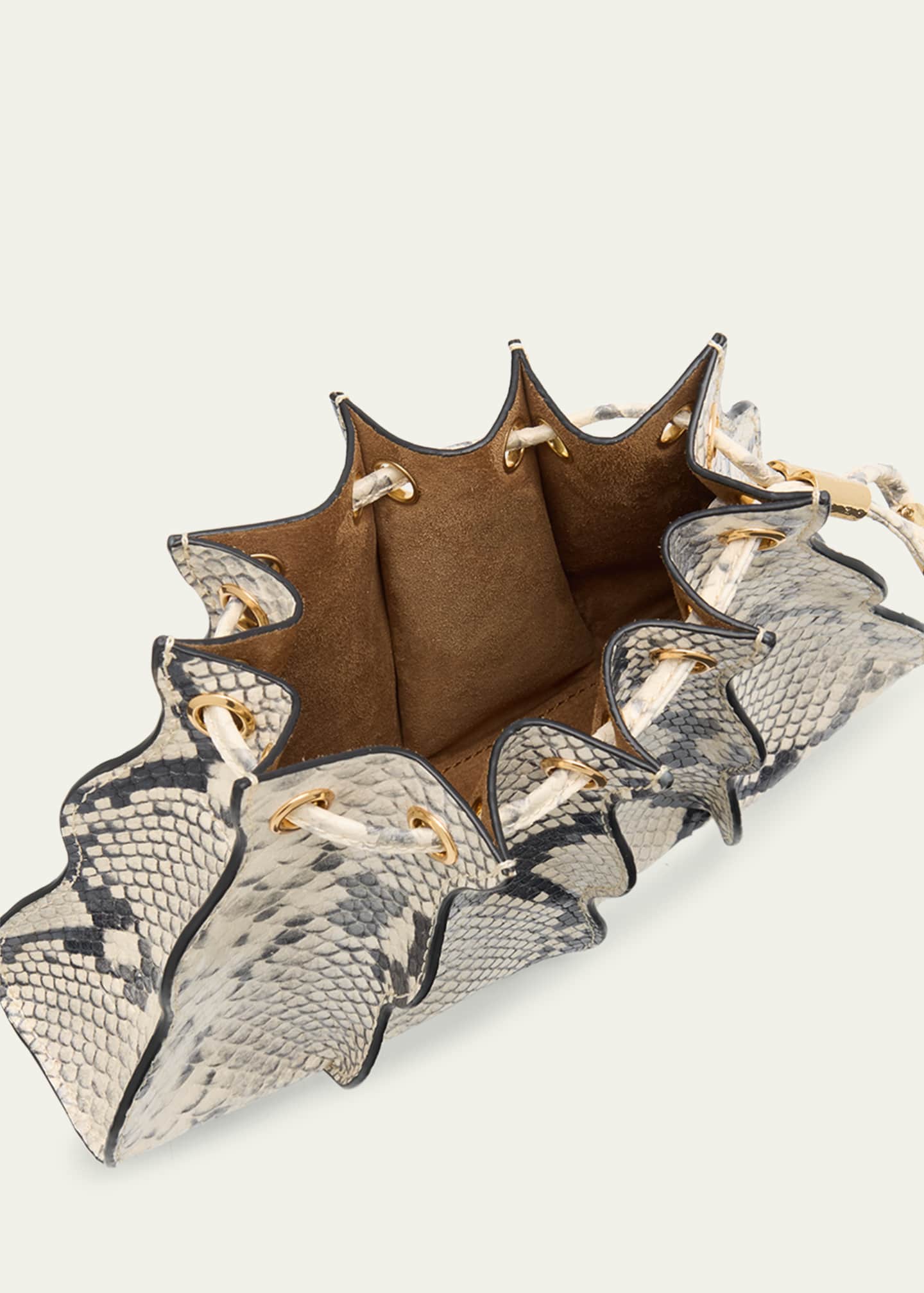 Ulla Johnson Adria Pleated Wave Snakeskin-Embossed Wristlet Image 3 of 4