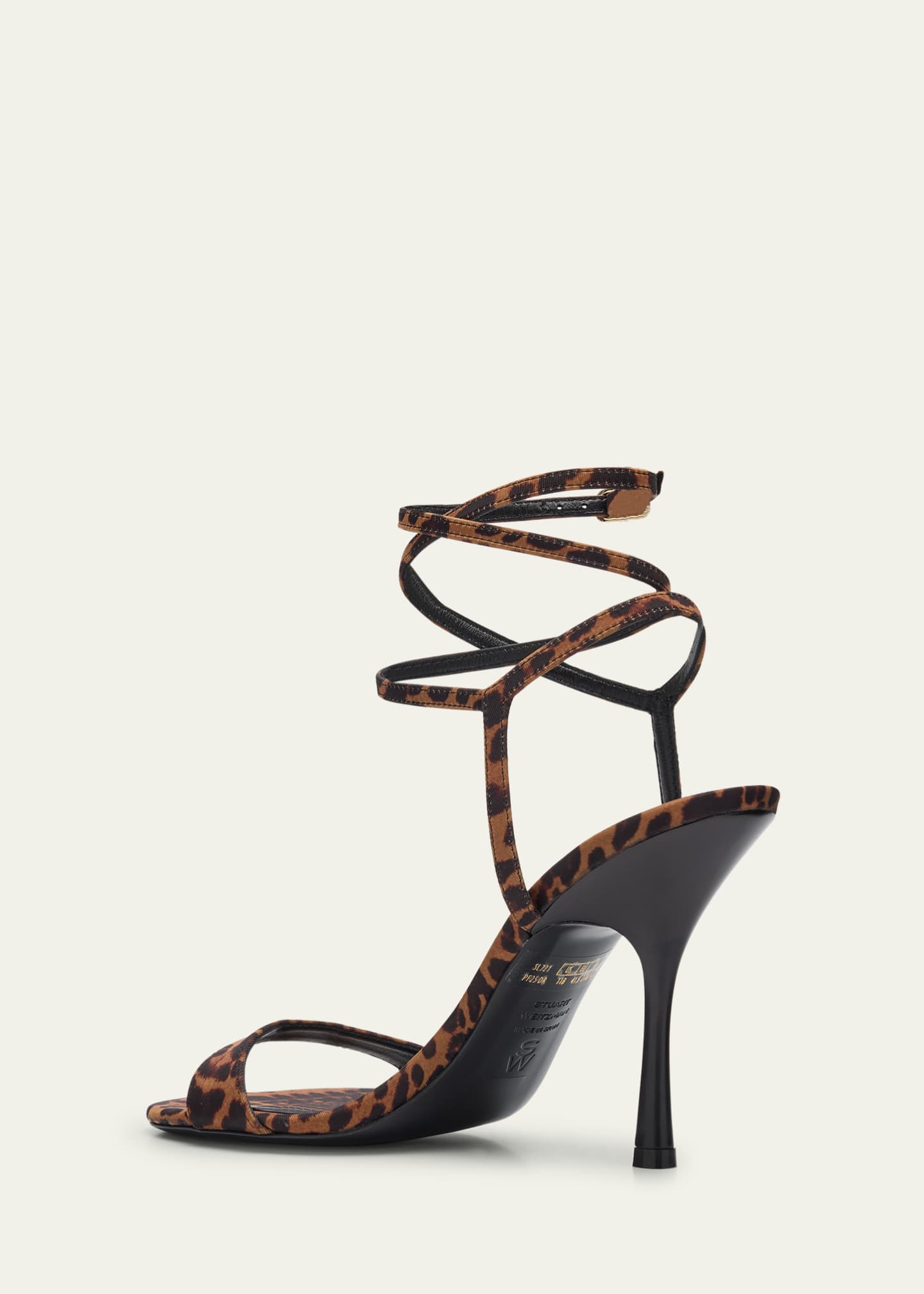 Stuart Weitzman Nudist Leopard-Print Stiletto Wrap Sandals