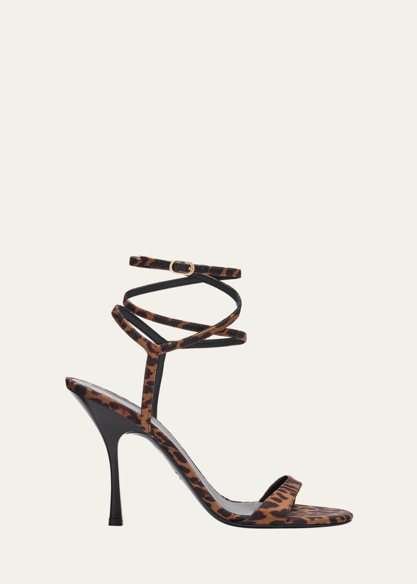 Stuart Weitzman Nudist Leopard-Print Stiletto Wrap Sandals